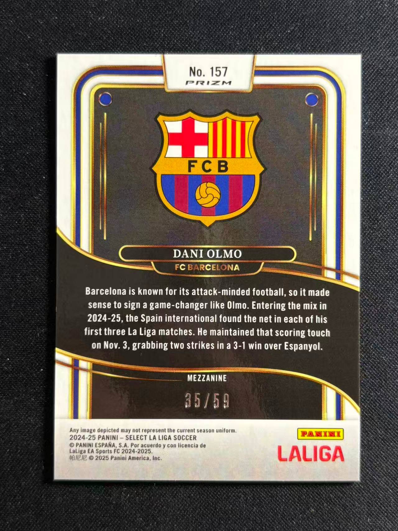 【梦卡拍卖】2024-25 Panini select Dani Olmo 丹尼 奥尔莫 巴塞罗那 /59编 棋盘折 细节如图 #DD# GoldY