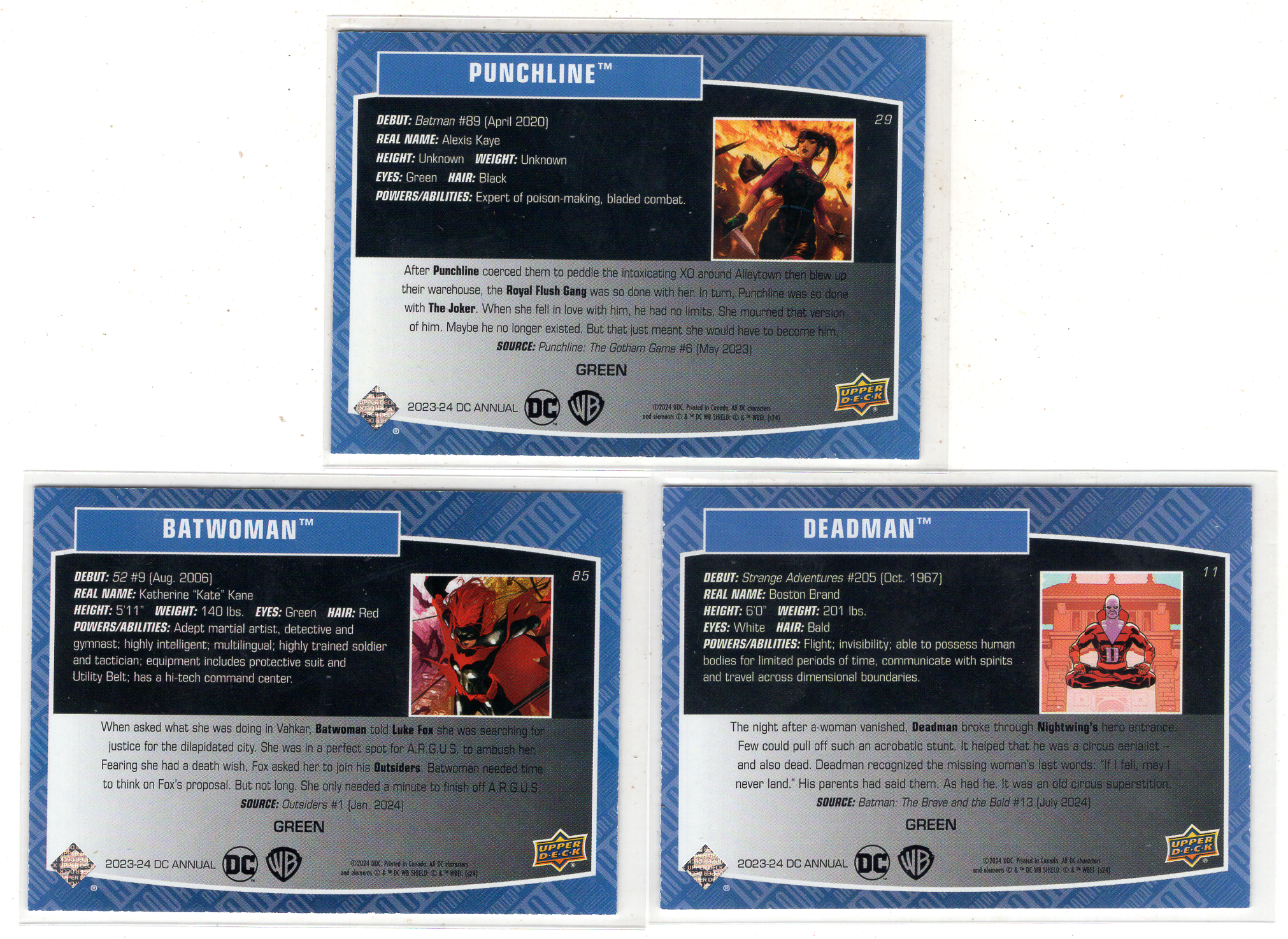 【来拆波卡】2024 Upper Deck Marvel(MCU)漫威 Annual 年鉴 Batwoman Deadman Punchline 绿变形虫折 499编 zhang