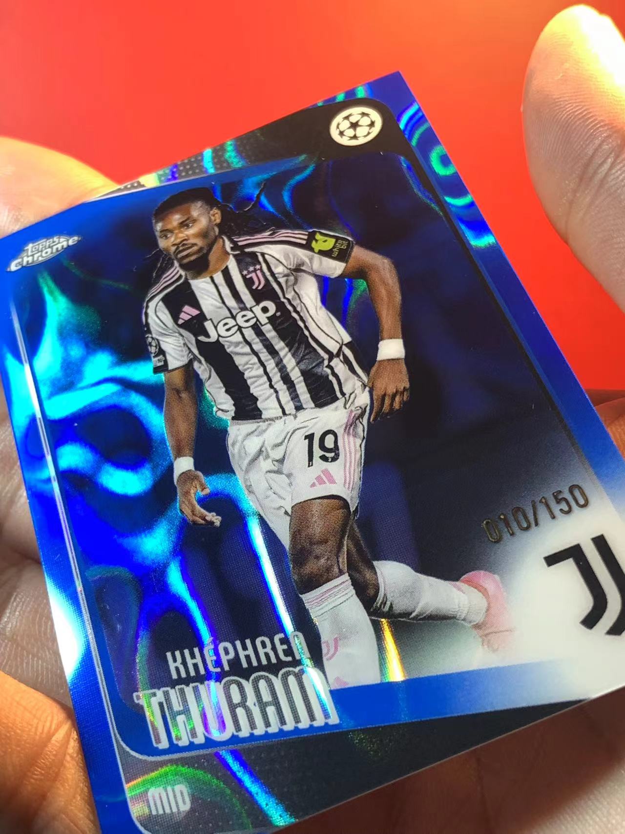 (詹叔代拍)2026 Topps Chrome Khéphren Thuram TC 欧冠 克伦 图拉姆 尤文图斯 蓝折 010/150编 卡品如图 顺丰寄付 泰山