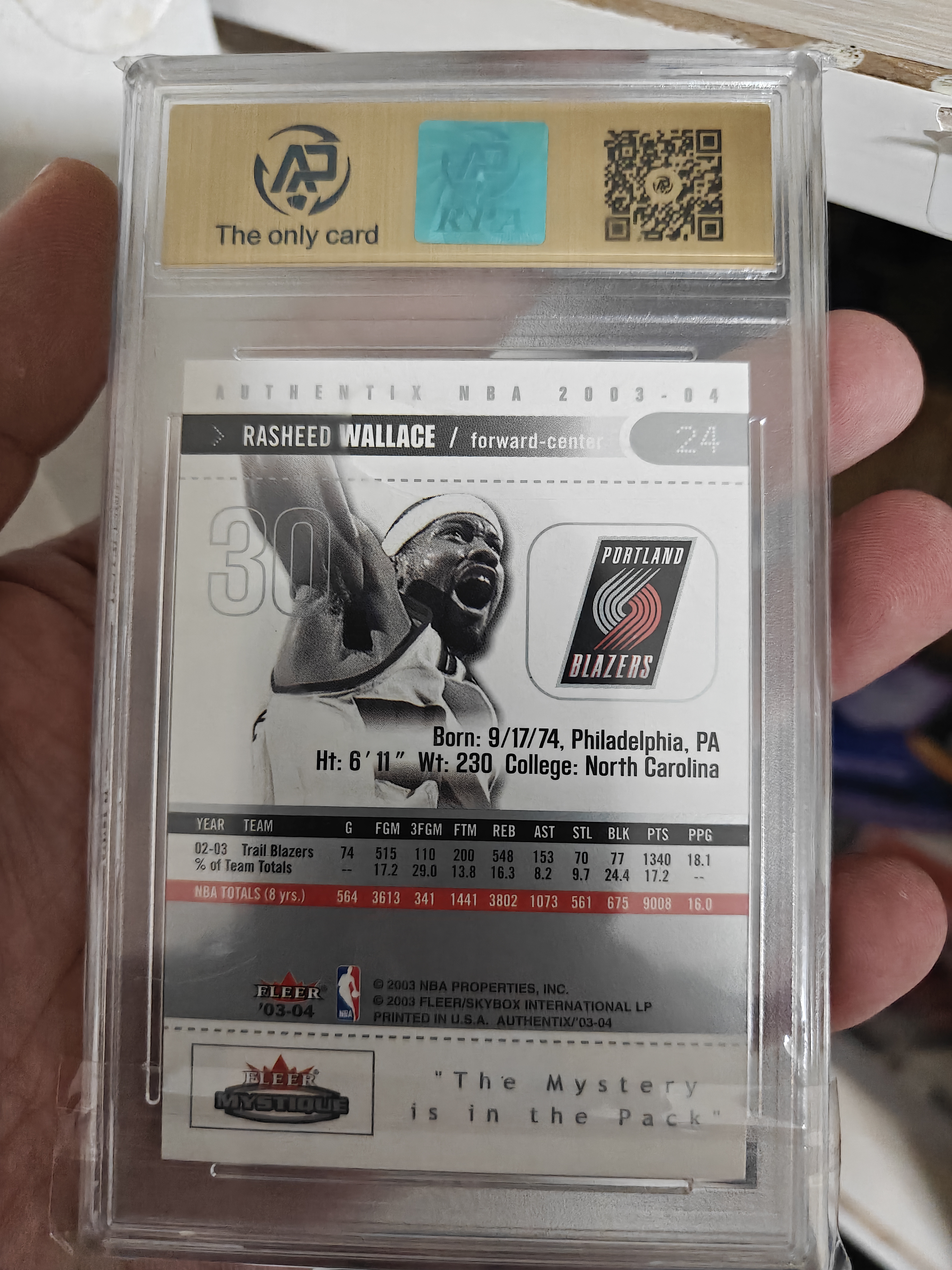 2003 Fleer Authentix Rasheed Wallace #24 BGS9 华莱士 拉希德 大比例 票根 专收必备