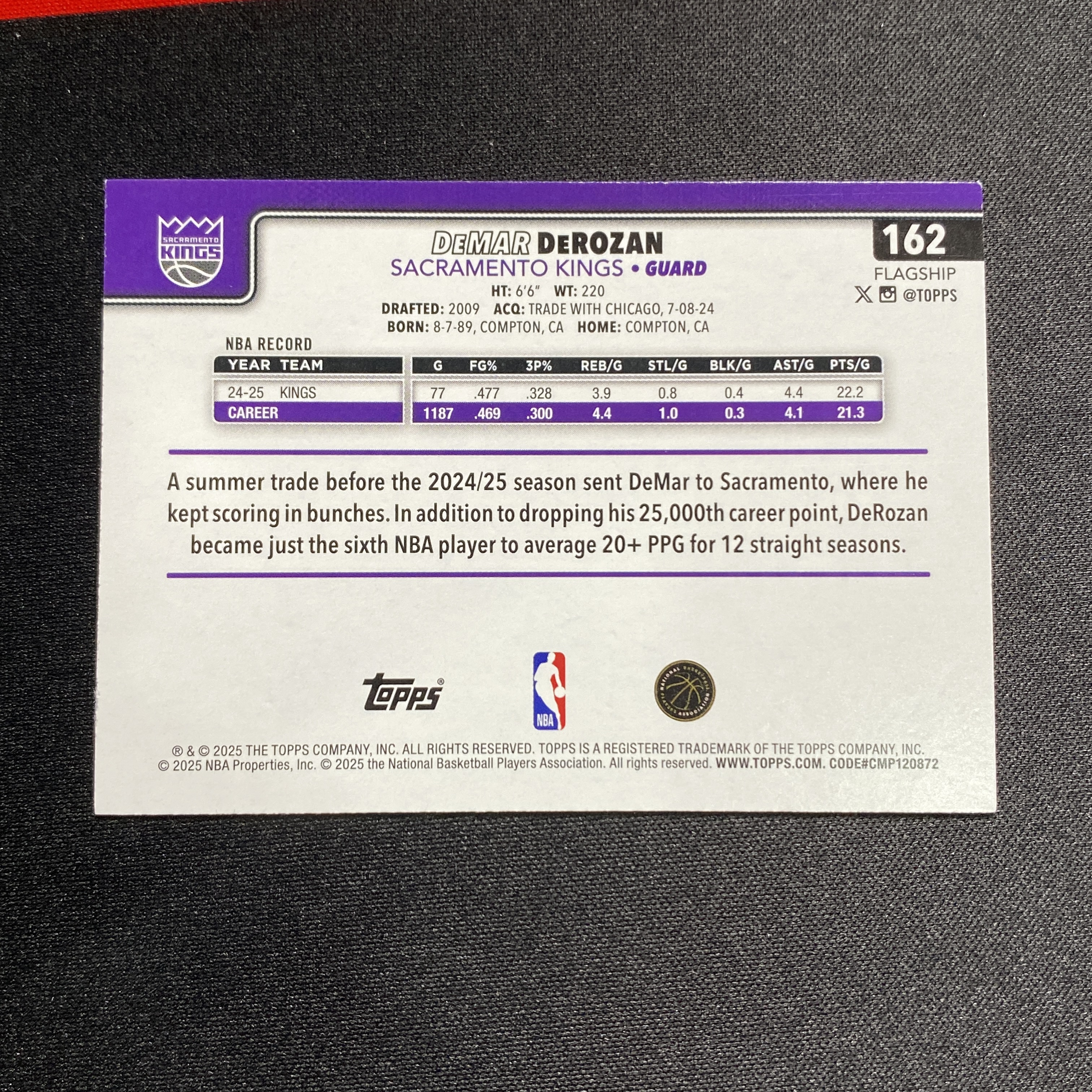 2025 Topps flagship DeMar DeRozan 旗舰系列 国王 苦曼巴 德罗赞 黑平行 限量/68编 卡品如图【立钭