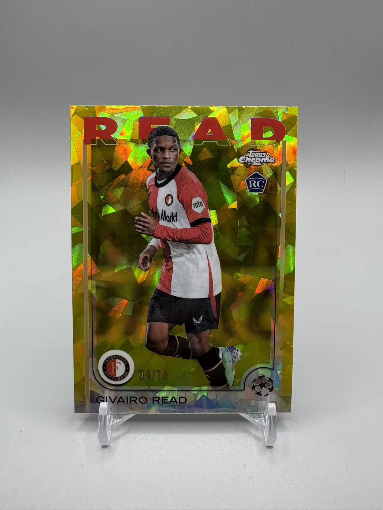2024-25 Topps Chrome givairo read RC 【灰灰代拍】全新欧战蓝宝石 费耶诺德 里德 新秀 黄碎冰折 75编 大哥