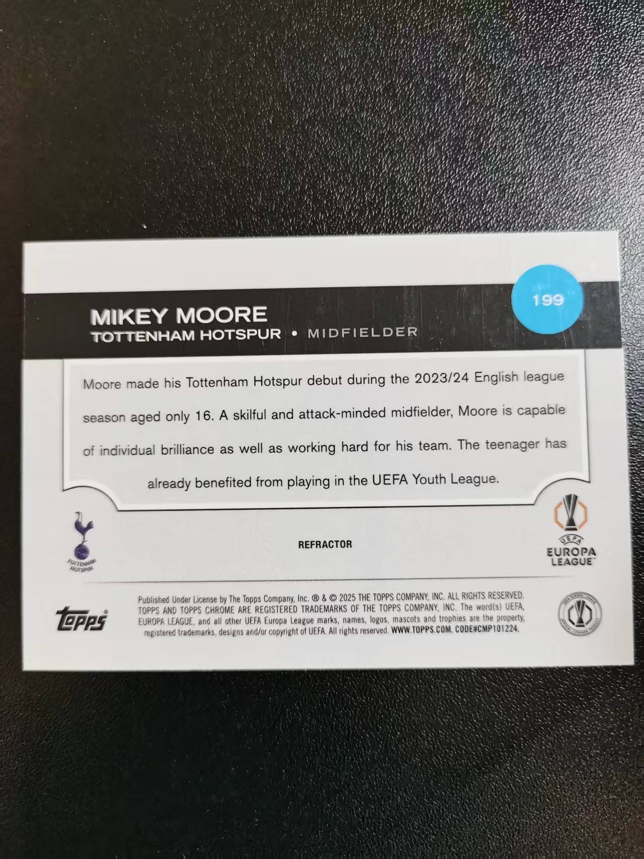 2025 Topps Chrome Mikey Moore 米奇摩尔 热刺 新秀RC 欧战TC 银折 收藏凑套 卡品如图 免费代拍AKJ