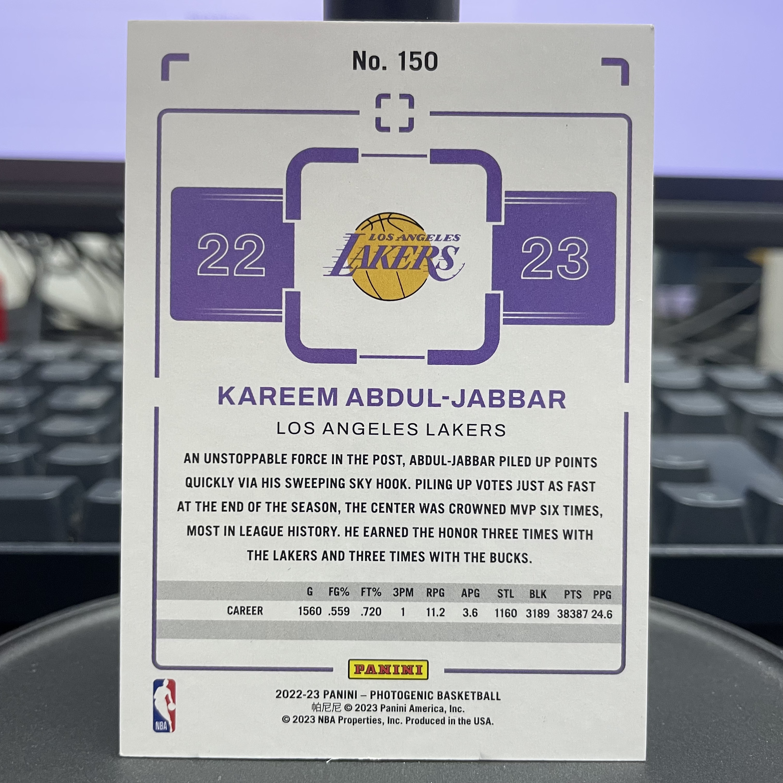 2022-23 Panini Photogenic Kareem Abdul-Jabbar 【杰克森拍卖】卡里姆 贾巴尔 湖人 75编 碎冰折 雕哥