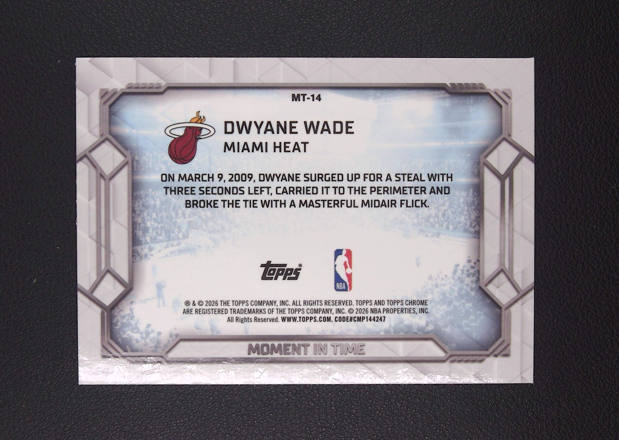 2026 Topps Chrome Dwyane Wade 德维恩 韦德 热火 瞬间时刻特卡 update【Big M 代拍】 小白001