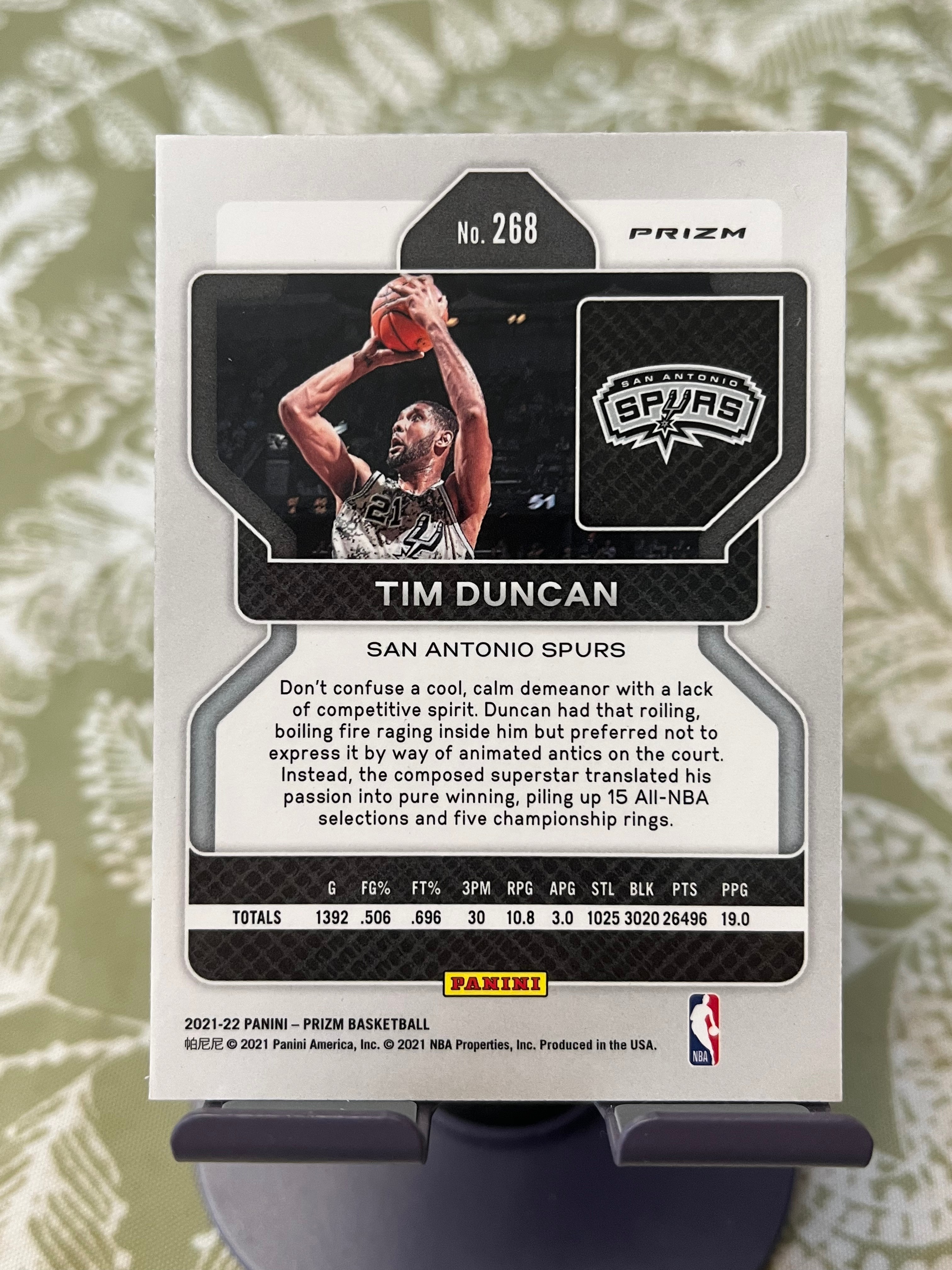 2021-22 Panini Prizm Tim Duncan 蒂姆 邓肯 石佛 马刺【折射 蓝波纹 PZ 彩虹套 凑套必备 +1张BASE】【边角瑕疵如图 介意勿拍】#1153