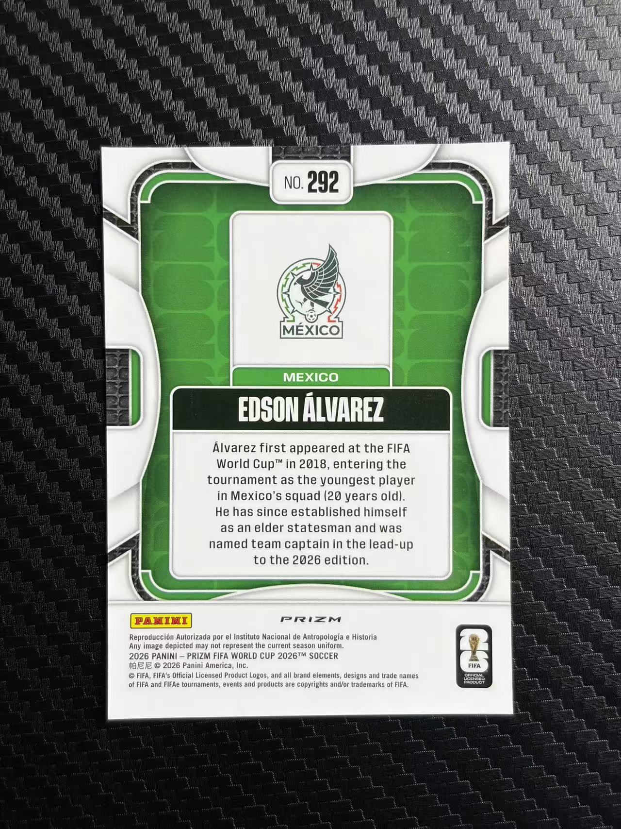 2026 Panini Prizm Edson Alvarez 世界杯pz 埃德松 阿尔瓦雷斯 墨西哥 长颈鹿折 动物折 大比例 SSP 卡品如图 拍前看描述 只合并当天 不累计