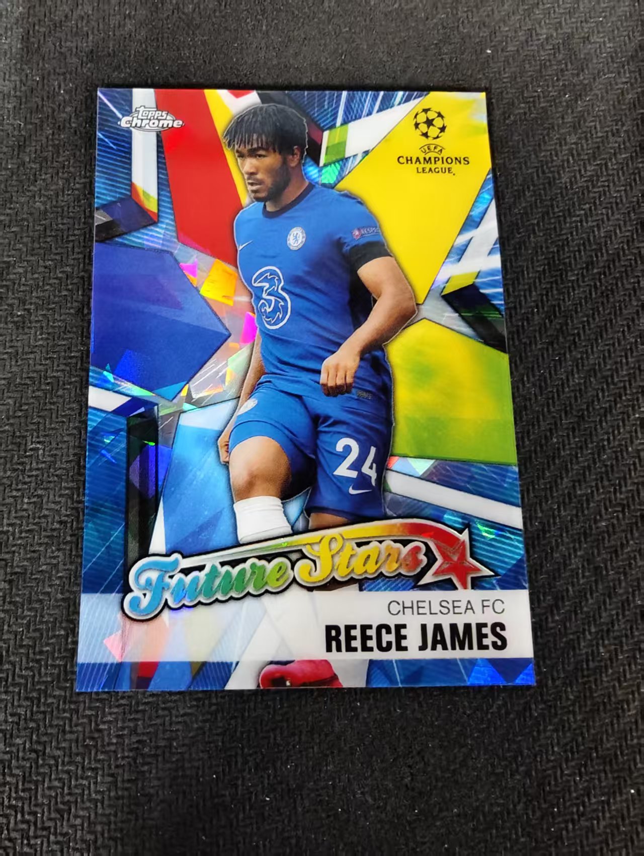 【可合并,不累计】2021 Topps Chrome Reece James 欧冠 蓝宝石 英格兰 切尔西 后卫 里斯 詹姆斯 未来之星特卡 碎冰折 划痕 边角瑕疵