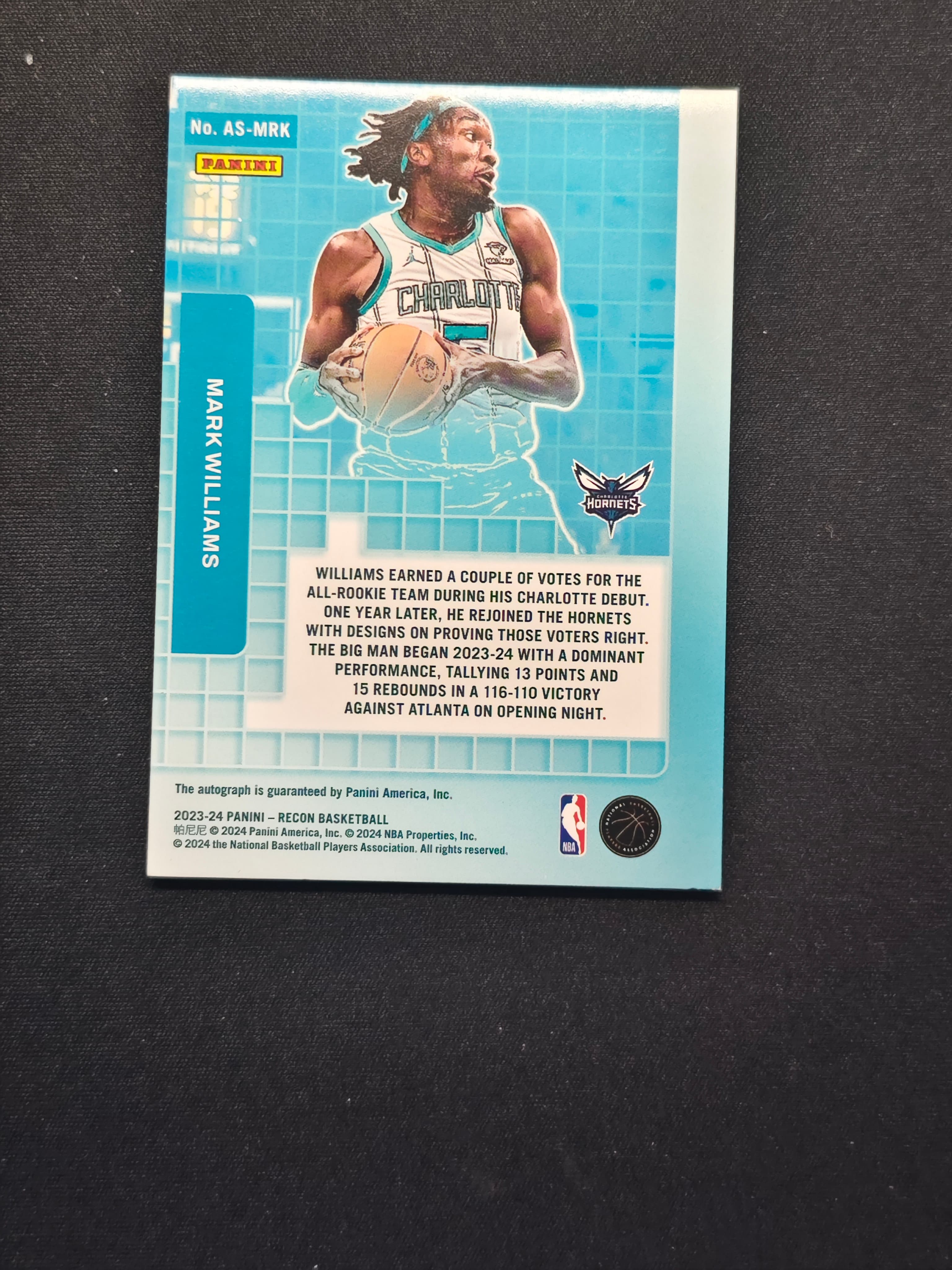 2023-24 Panini Recon Mark Williams 【芒果拍卖】RC 黄蜂 马克 威廉姆斯 签字 折射 #1112海哥2