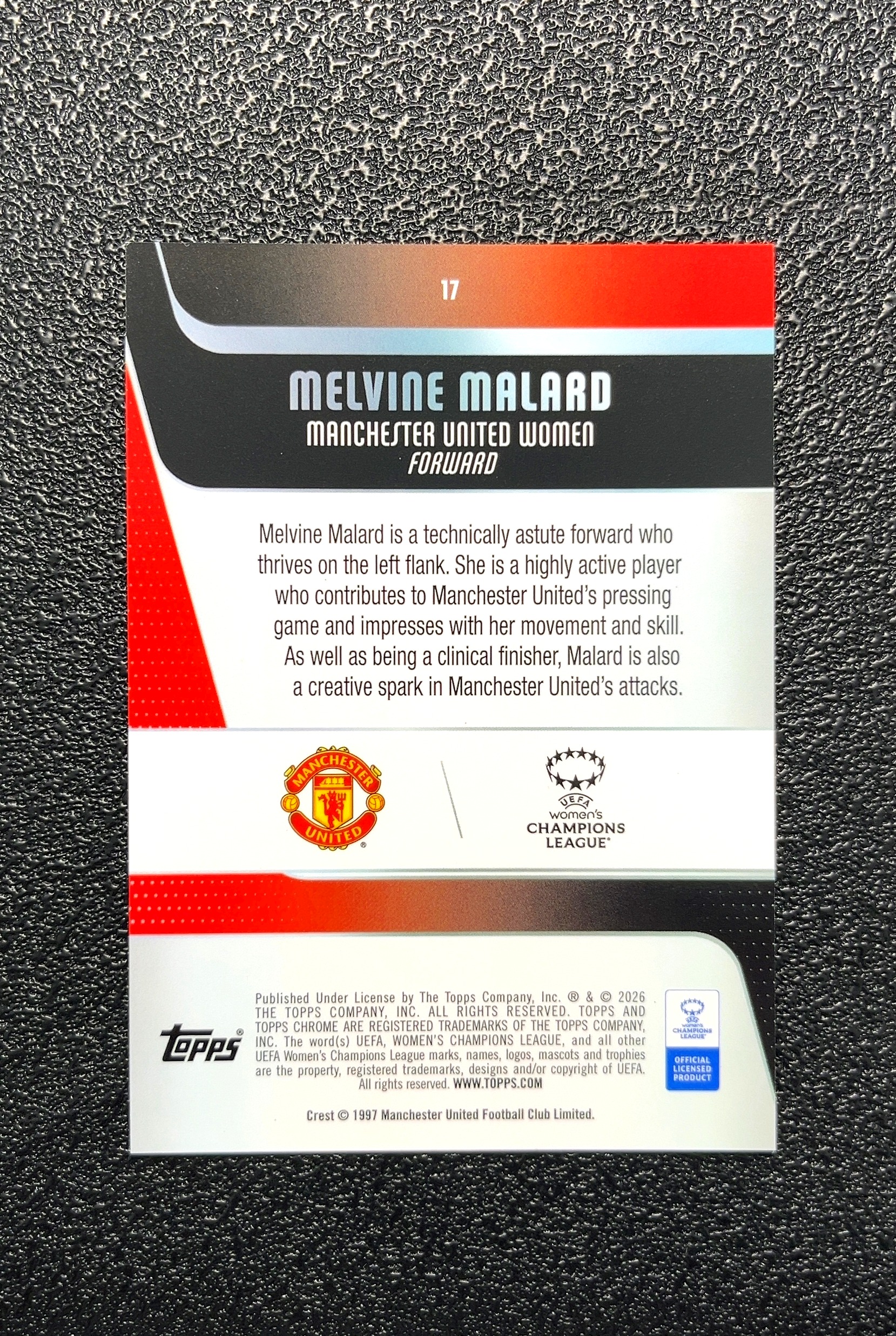 【岛屿拍卖】2023 Topps Chrome Melvine Malard 梅尔文·马拉德 卡品如图 高价值 #17 Manchester United Women 曼联女足 0002#97