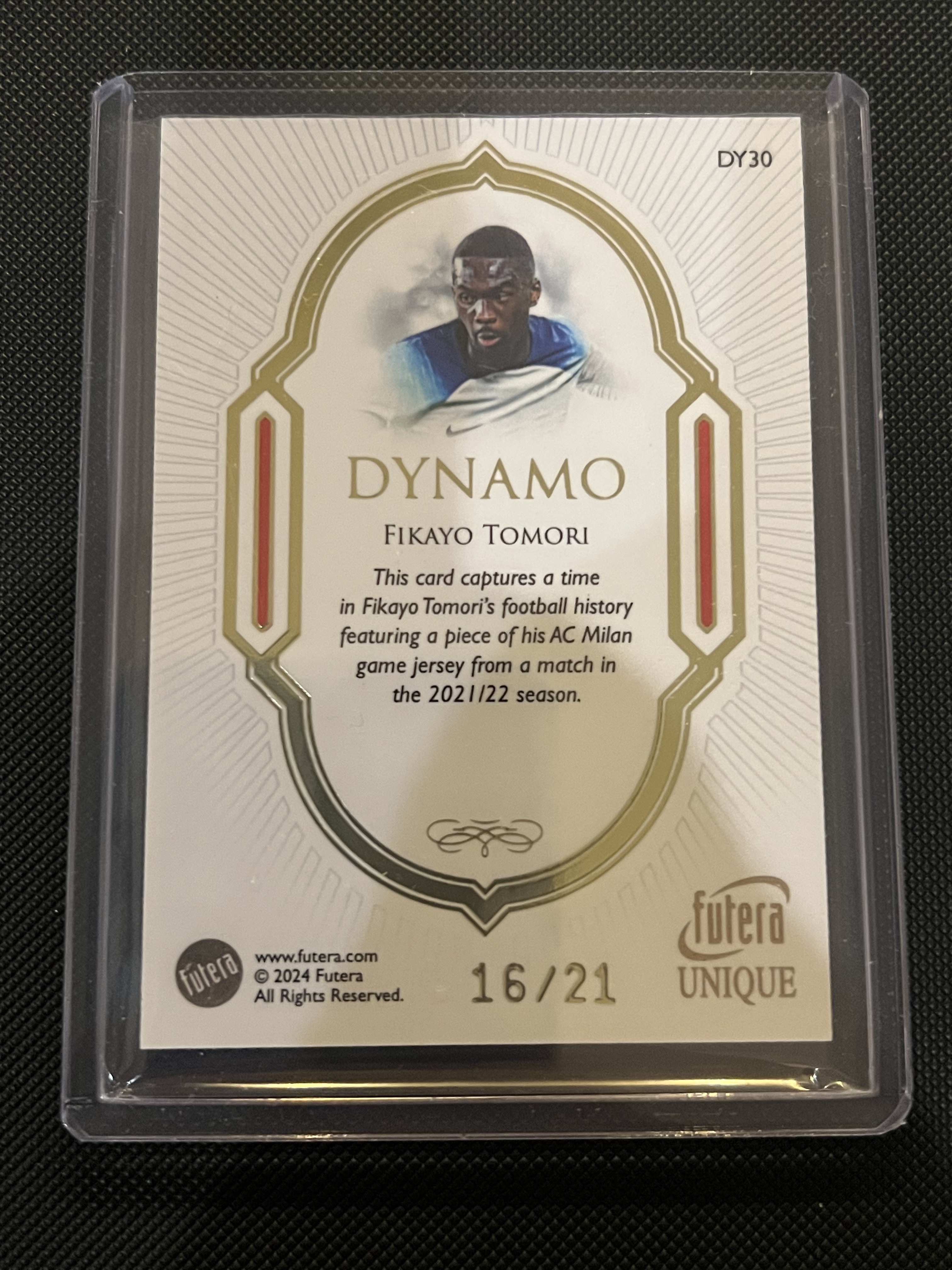 2024 Futera Unique Fikayo Tomori #DY30 AC米兰 菲卡约·托莫里 16/21 21编 亲穿 球衣物料卡!!凑套必备!!