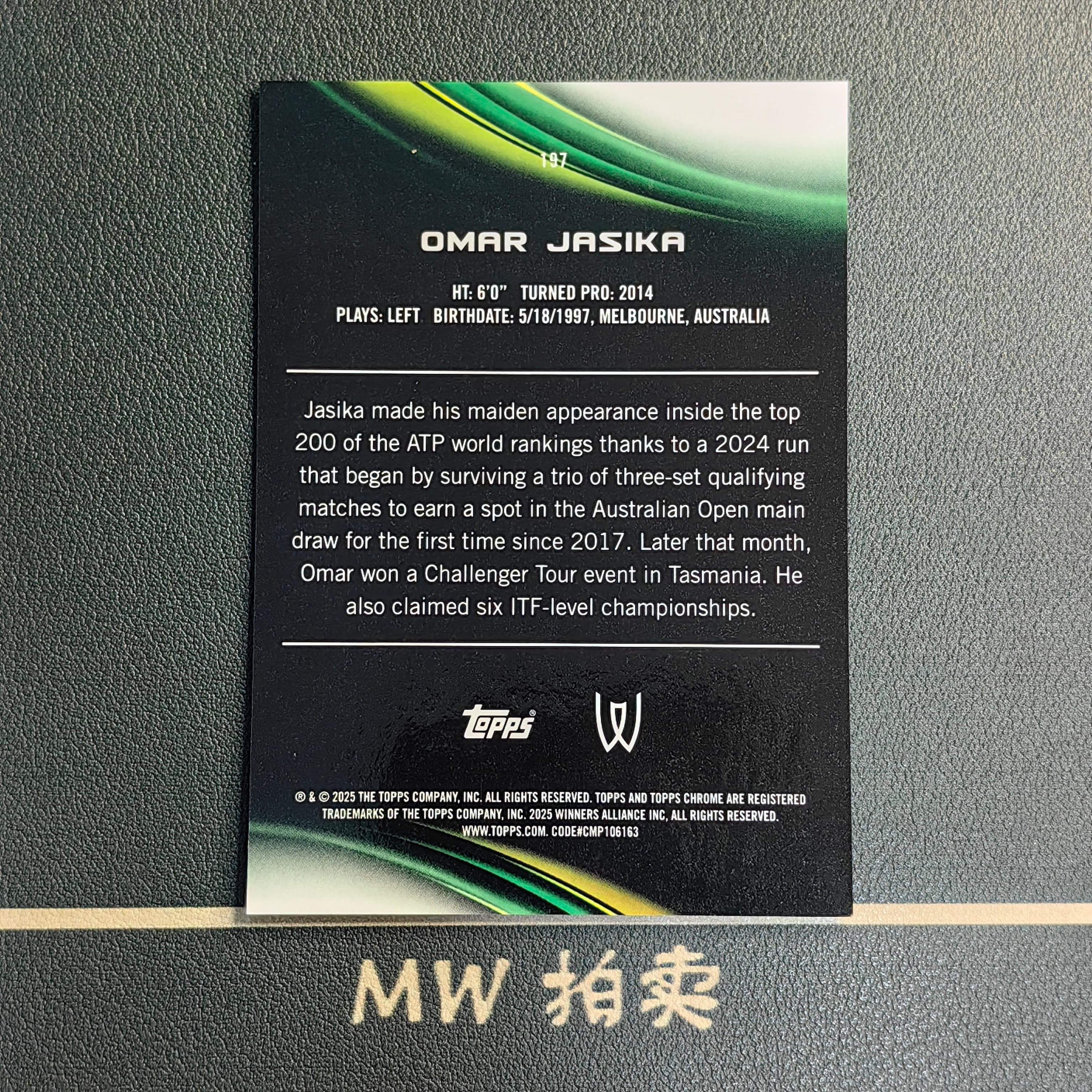 【MW拍卖】 奥马尔 贾西卡 /65编 2025 Topps Chrome 粉几何折 网球 OMAR JASIKA 澳大利亚 -璐