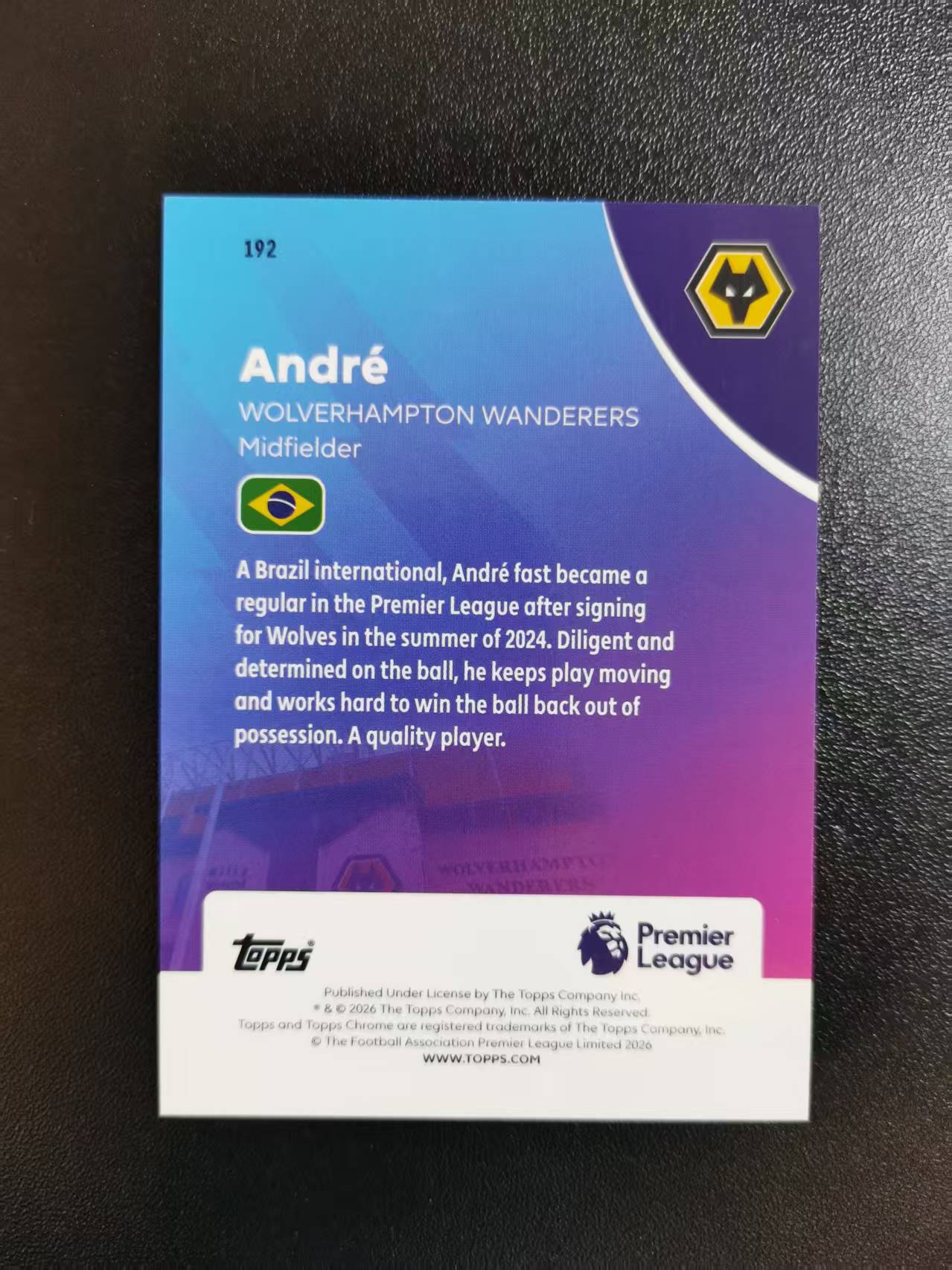 2025-26 Topps Chrome Andre 安德烈 狼队 TC英超 hyper折 收藏凑套 卡品如图 免费代拍CC01