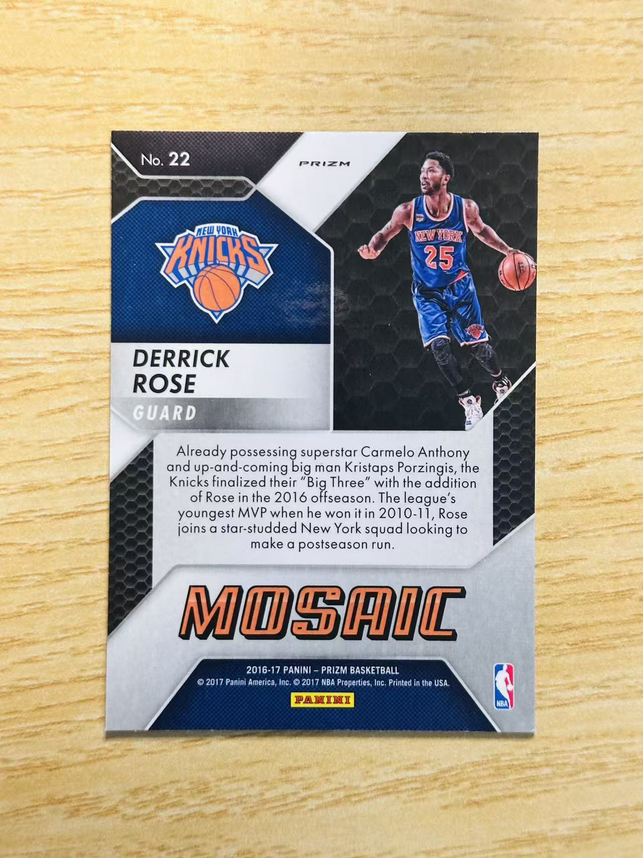 2016-17 Panini Prizm Derrick Rose 嘿嘿代卖 德里克 罗斯 风城玫瑰 马赛克折 尼克斯 收藏必备
