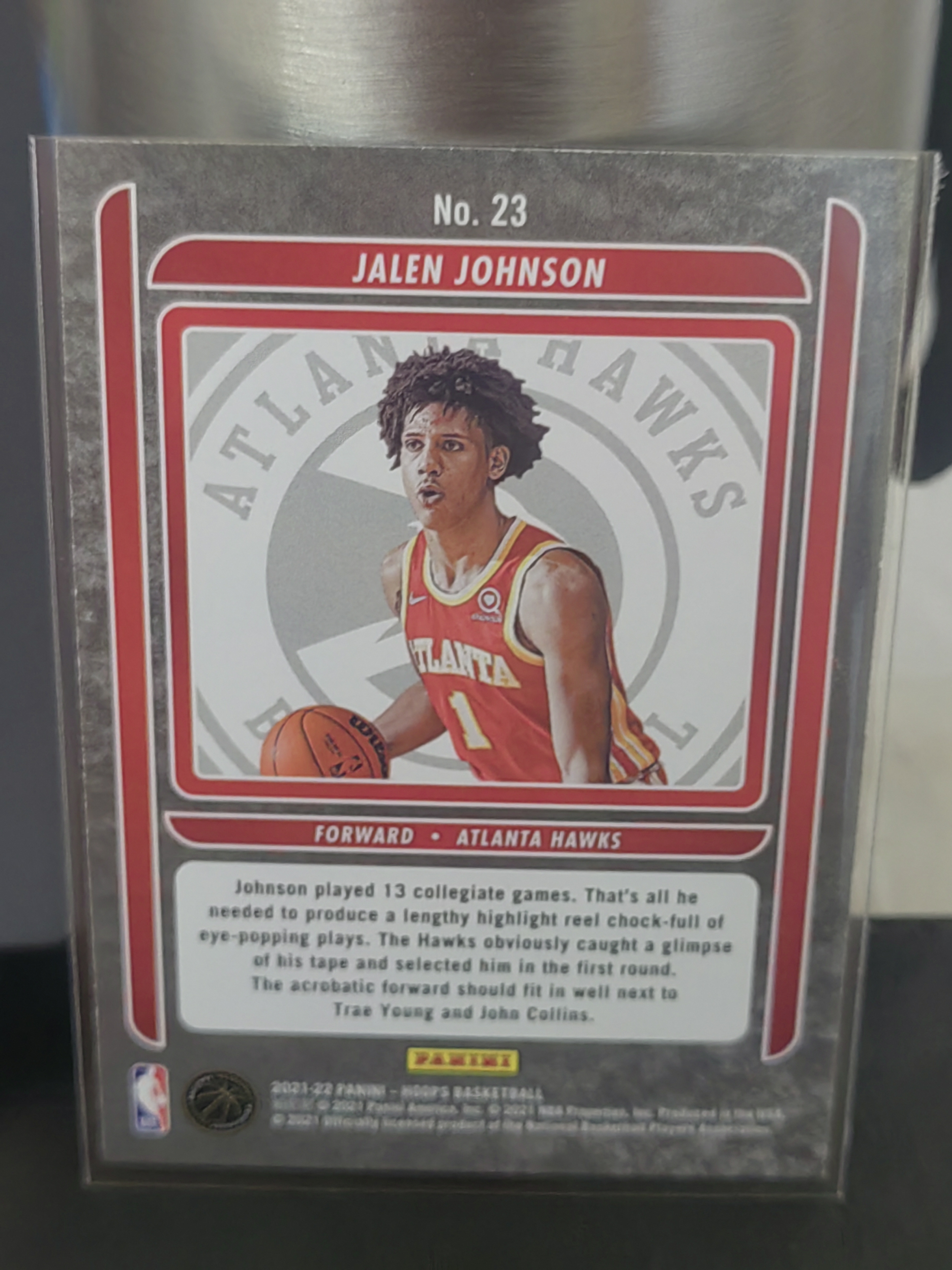 2021-22 Panini NBA Hoops Jalen Johnson RC Hoops 杰伦约翰逊 老鹰 新秀 银标 队标 特卡 篮 白边白角 不保卡品 卡品如图
