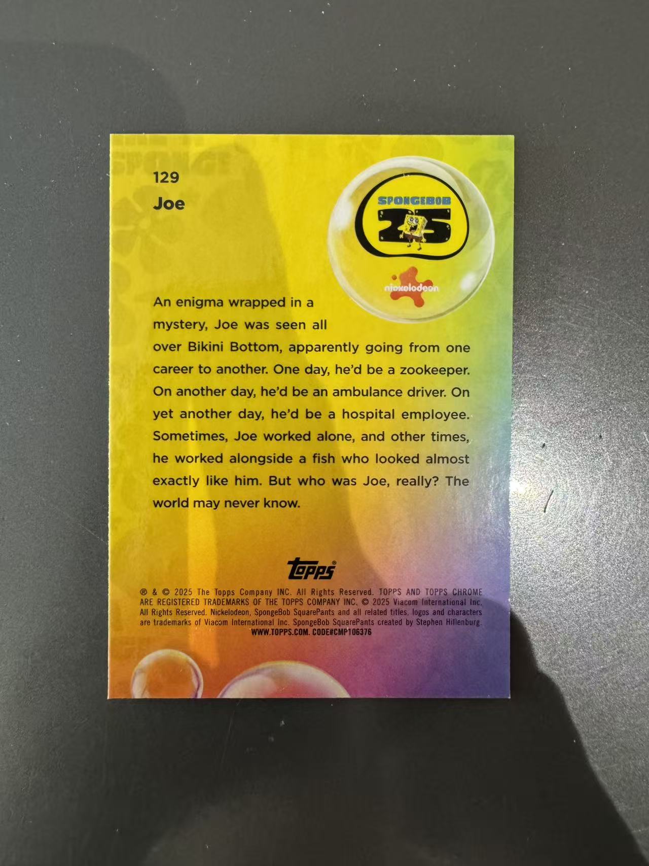 2025 Topps Chrome SpongeBob 25th 海绵宝宝 25周年 Joe 乔 青Lava折 /199编 选图精美 卡品如图 收藏凑套
