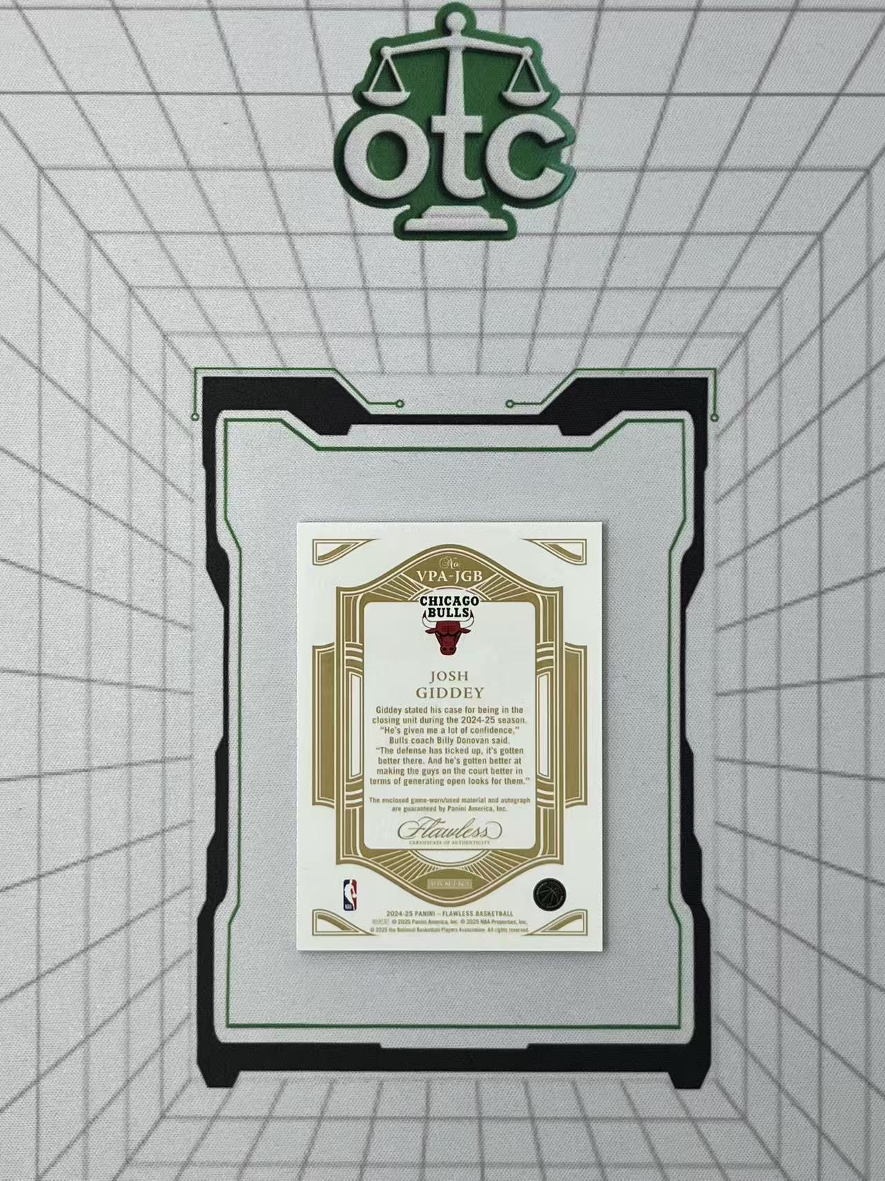 2024-25 Panini Flawless Josh Giddey 【盎司收藏】末年 手提 约什 吉迪 VPA 06/25 GU Patch 卡签 唯一一版公牛皮 暴力切割 卡品如图 999