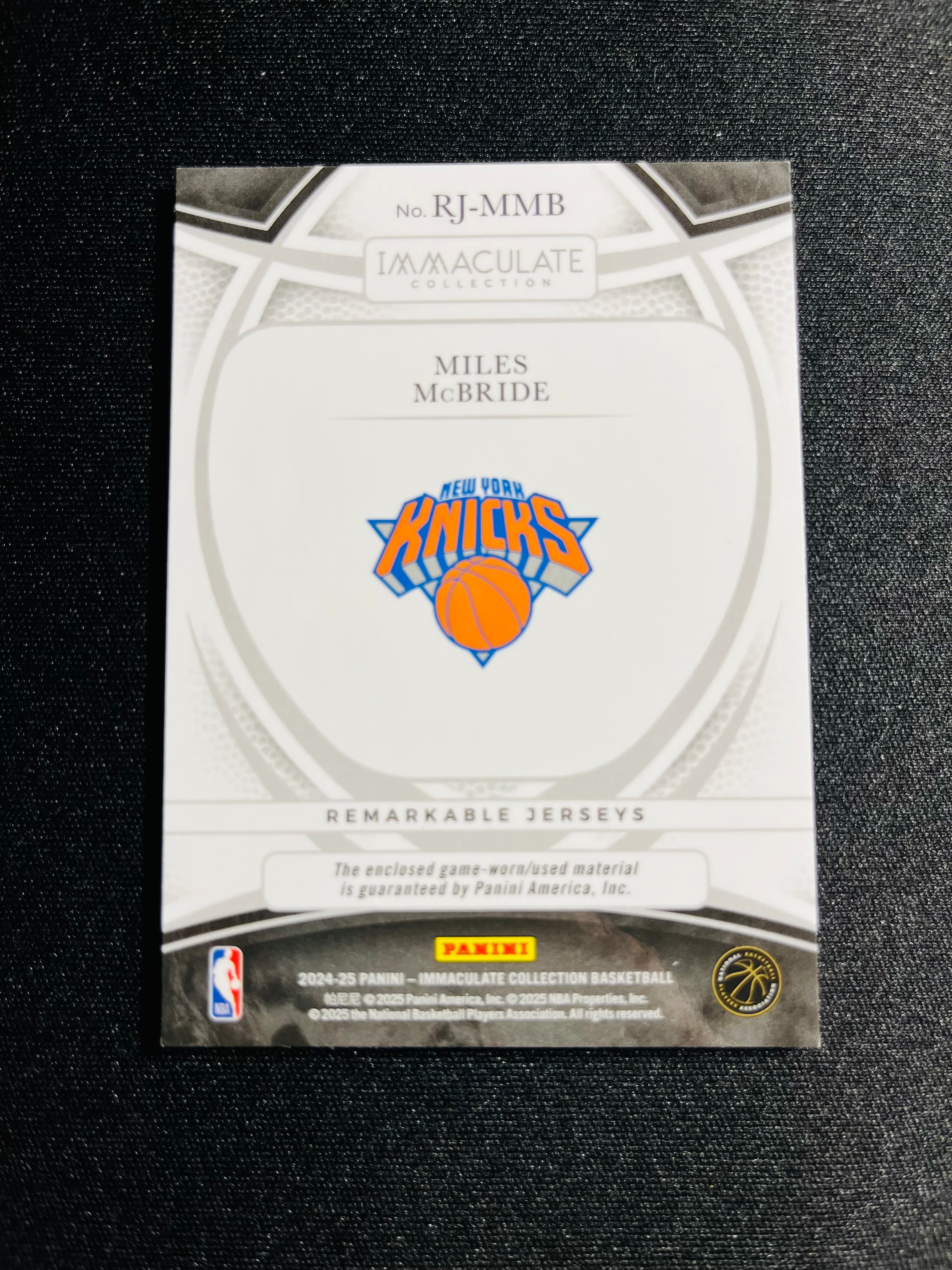 【VC拍卖0手续费到卡预付90%】2024-25 immaculate 尼克斯 迈尔斯 麦克布莱德 25编 patch 选图帅气 实卡好看 收藏必备——昊