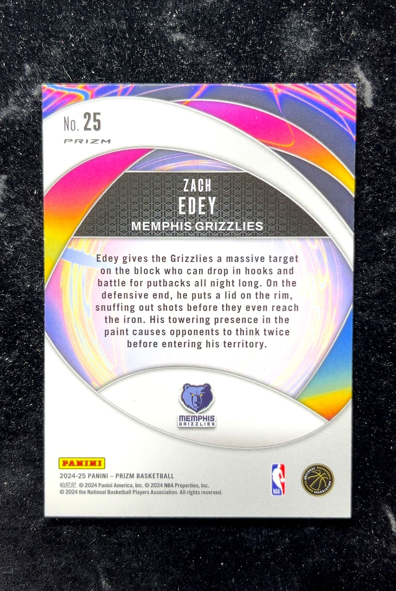 【小白1%代卖】2024 Panini Impact Instant 即时 Zach Edey 扎克·埃迪 银折 绿平行 折射 新秀 RC 卡品如图 高价值 #25 Memphis 0702