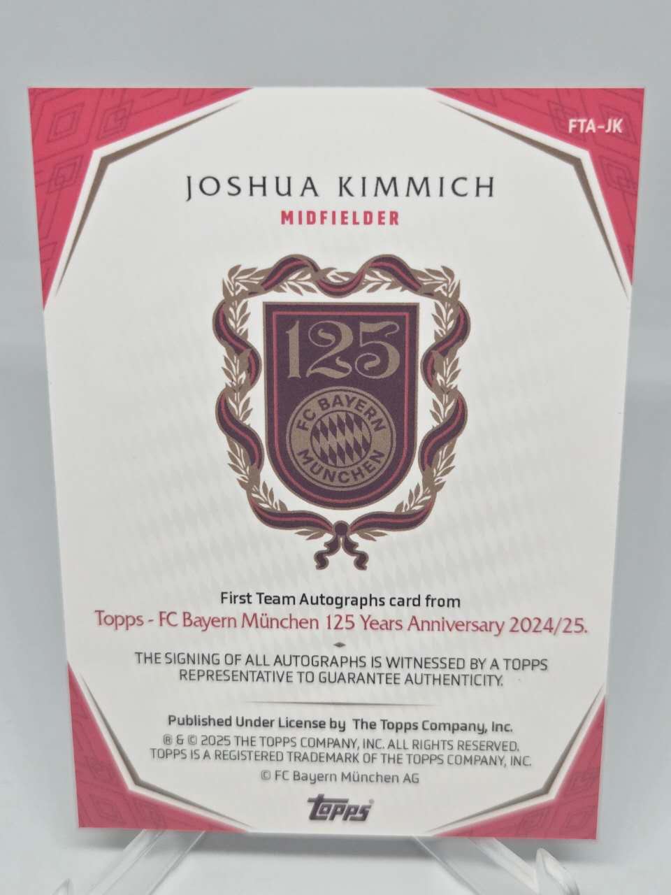 2025 Topps Bayern Joshua Kimmich 拜仁125周年队盒 基米希 签字 卡签 20/33编 卡品如图