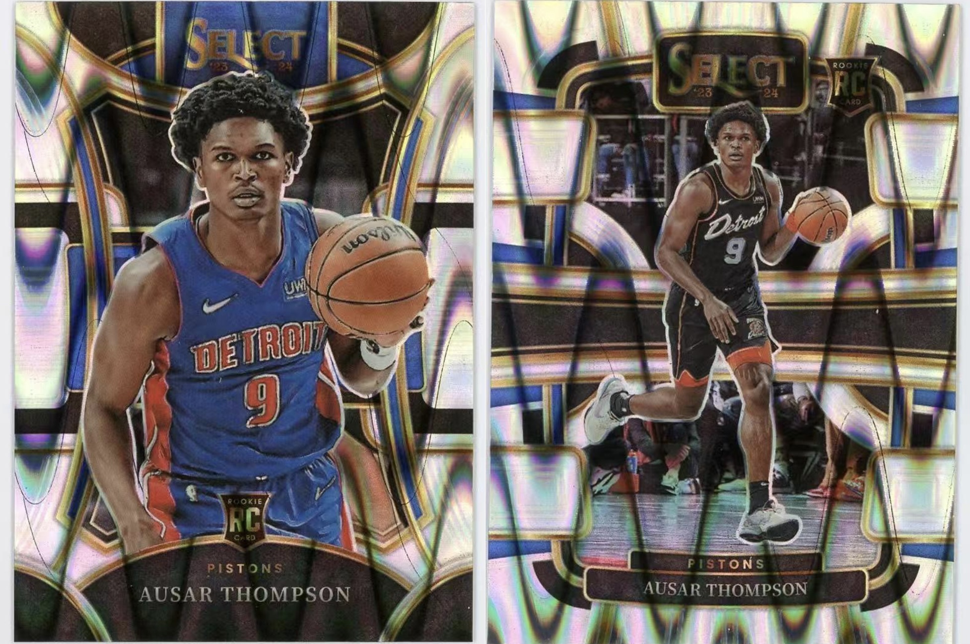 2023-24 Panini Select Ausar Thompson RC 奥萨尔汤普森 新秀 一级 四级 银熔岩折 折射 活塞 lot 2张打包 卡品如图 0MJ9