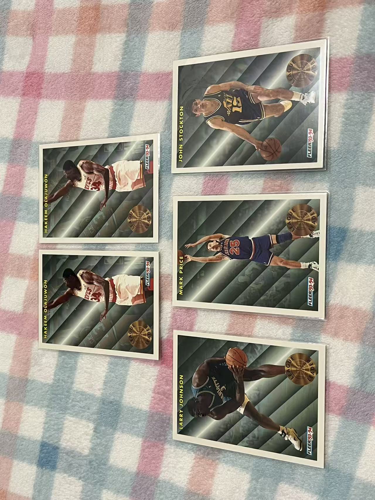 1993 Fleer NBA 5张打包 奥拉朱旺 拉里约翰逊 马克普莱斯 斯托克顿【老人 老卡 老特】#798