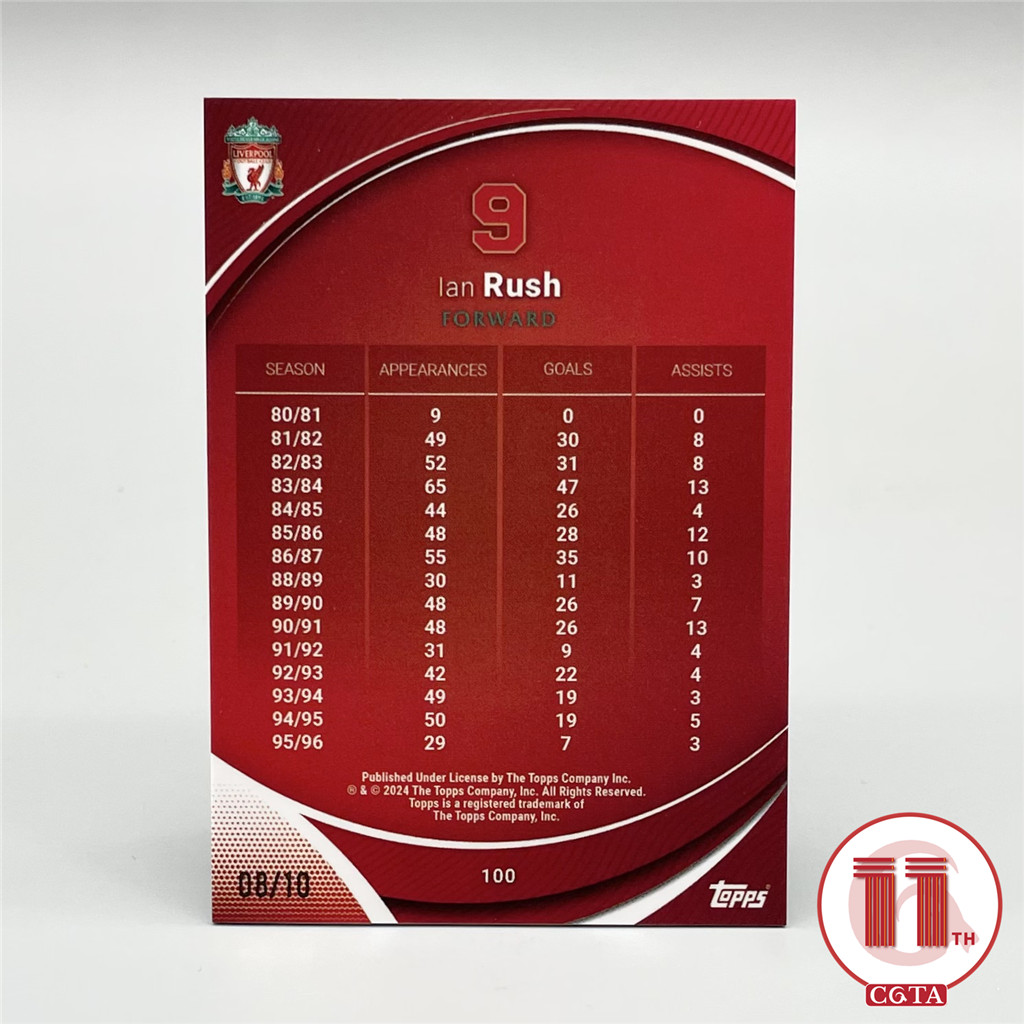 【CGTA /10】2023-24 Topps Chrome Liverpool LFC 利物浦 队盒 伊恩拉什 08/10编 20世纪英雄 黑折base #100 印刷线如图 威尔士 Ian Rush 越秀山2658096 #Atm#
