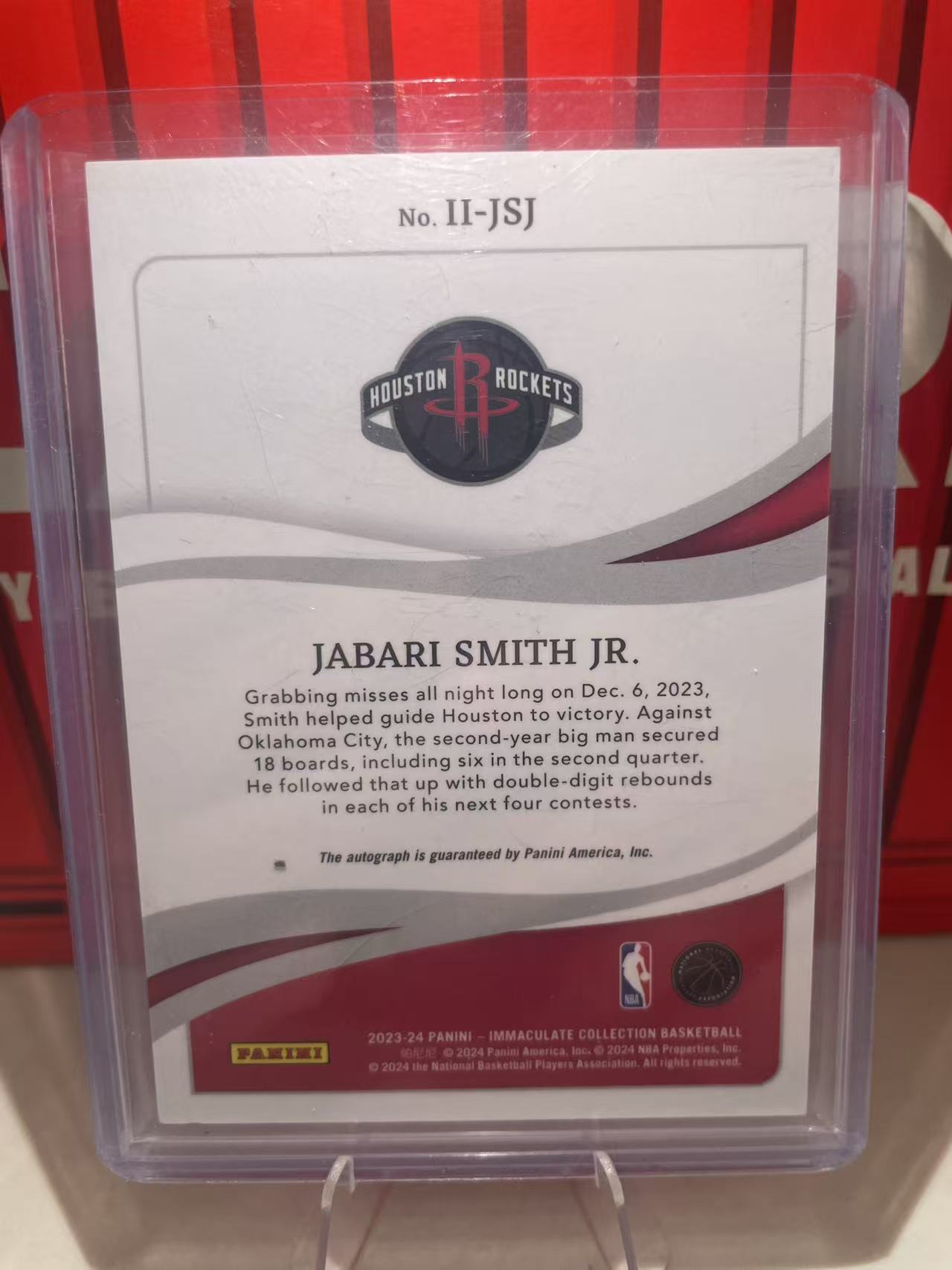 2023-24 Panini Immaculate Jabari Smith Jr. 【满天繁星】小贾巴里 史密斯 IMM系列 卡签 火箭 09/25 25编 INK签 收藏必备 卡品如图