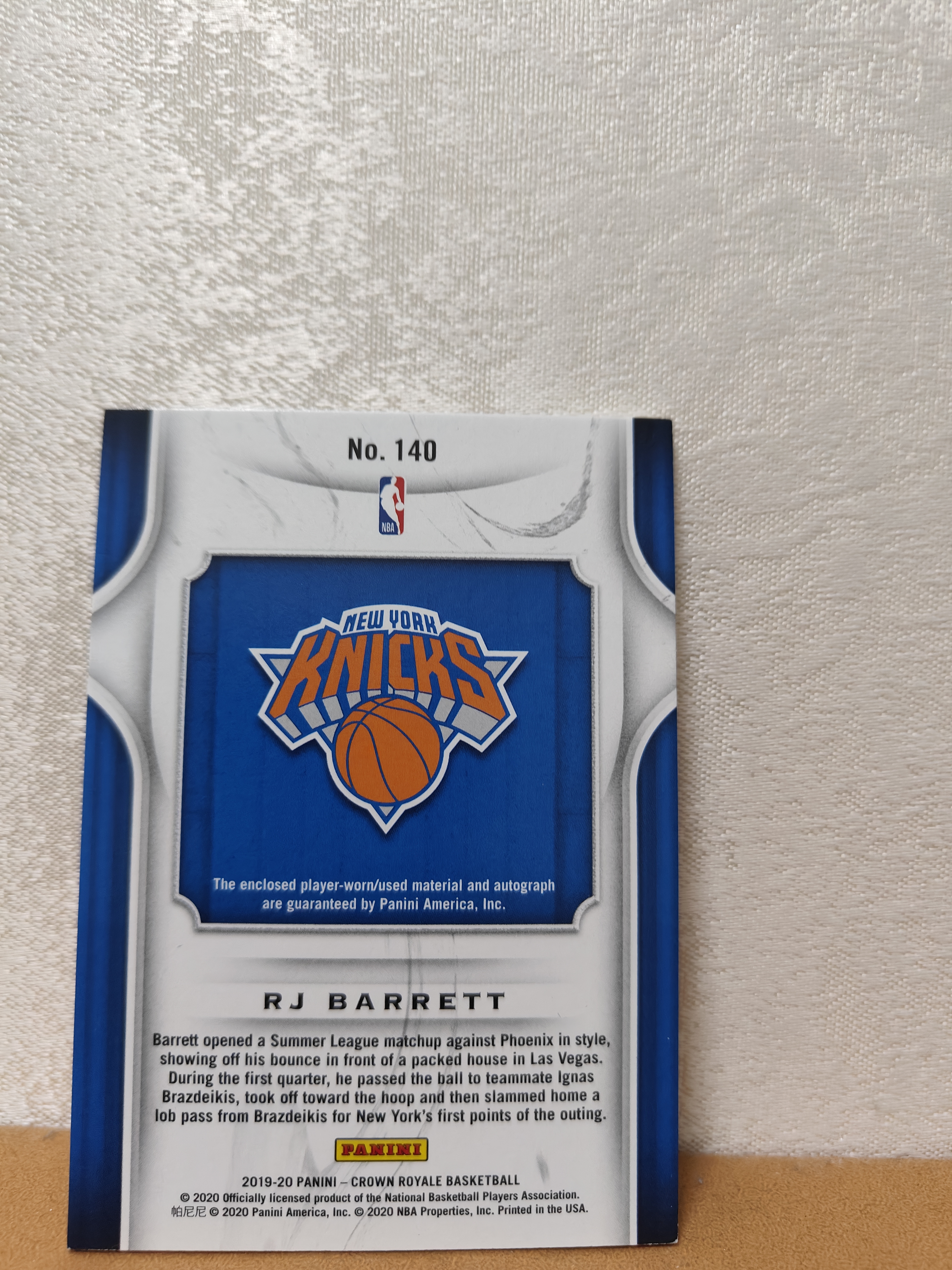 2019-20 Panini Crown Royale R.J. Barrett RC 尼克斯 Barrett RJ 巴雷特 RC 正新秀 剪影版 球衣签字 卡签 限量199编!卡品如图 收藏必备!