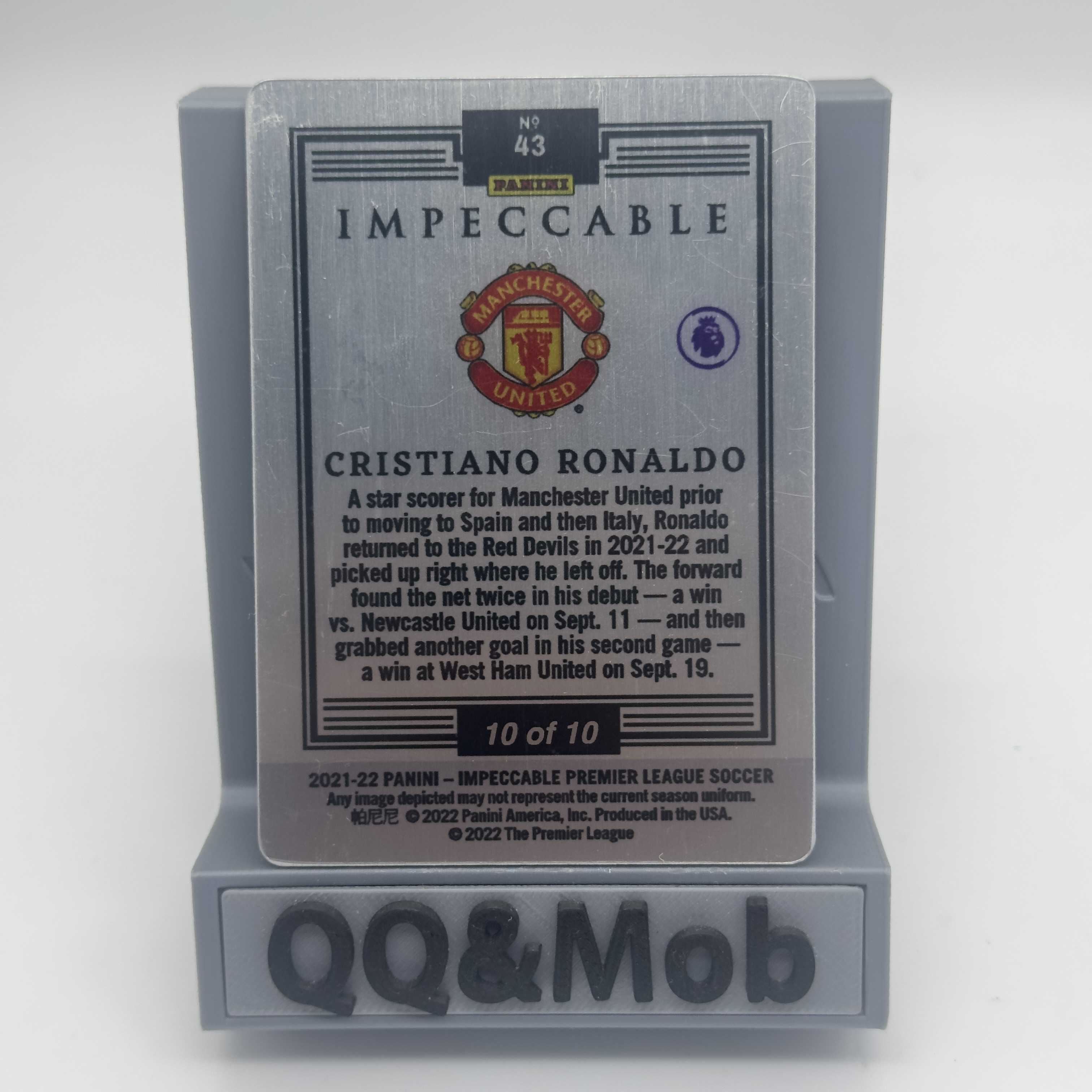 2021-22 Panini Impeccable Cristiano Ronaldo 英超 小真金 葡萄牙皇马曼联尤文 克里斯蒂亚诺 罗纳尔多 C罗 超低编 10/10编 铁板 金折 折射 微瑕如图