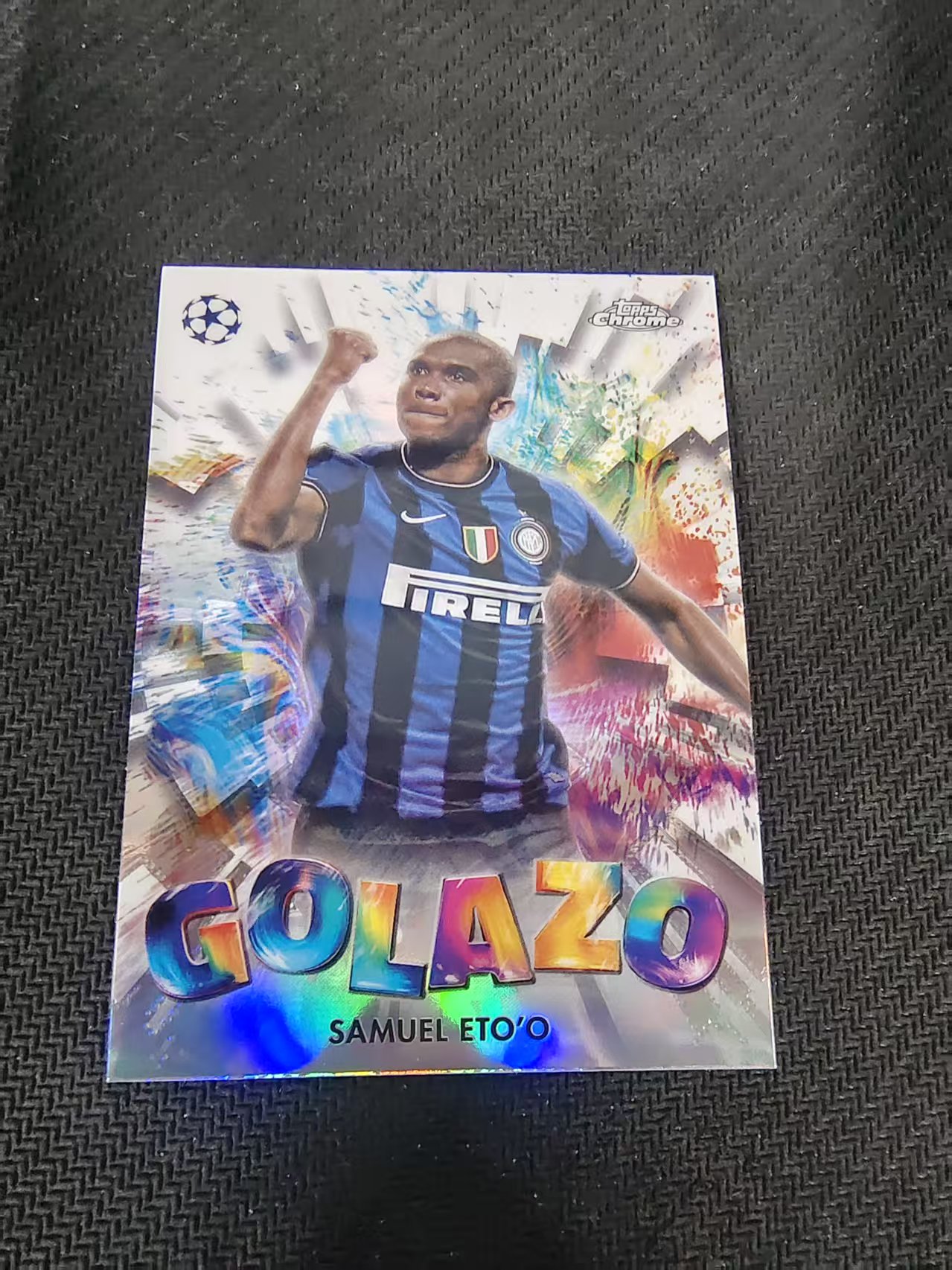 【可合并,不累计】2025 Topps Chrome Samuel Eto'o 埃托奥 猎豹 国际米兰 巴萨 GOLAZO进球特卡 欧冠 银折 划痕 边角瑕疵 #13