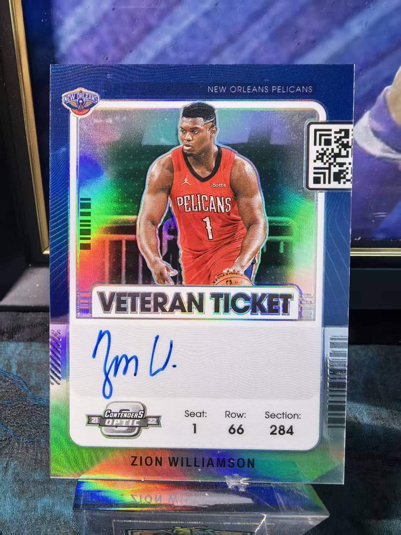 2021-22 Panini Contenders Optic Zion Williamson 锡安 威廉姆斯 胖虎 鹈鹕 球票OP 银折 签字 卡签 折射 收藏必备 龙龙