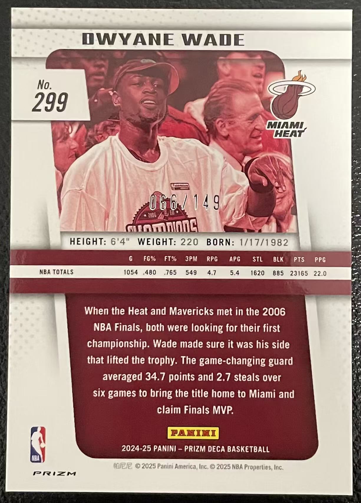 2024-25 Panini Prizm Dwyane Wade prizm 热火 德怀恩 韦德 闪电侠 66/149编 蓝折 卡品如图