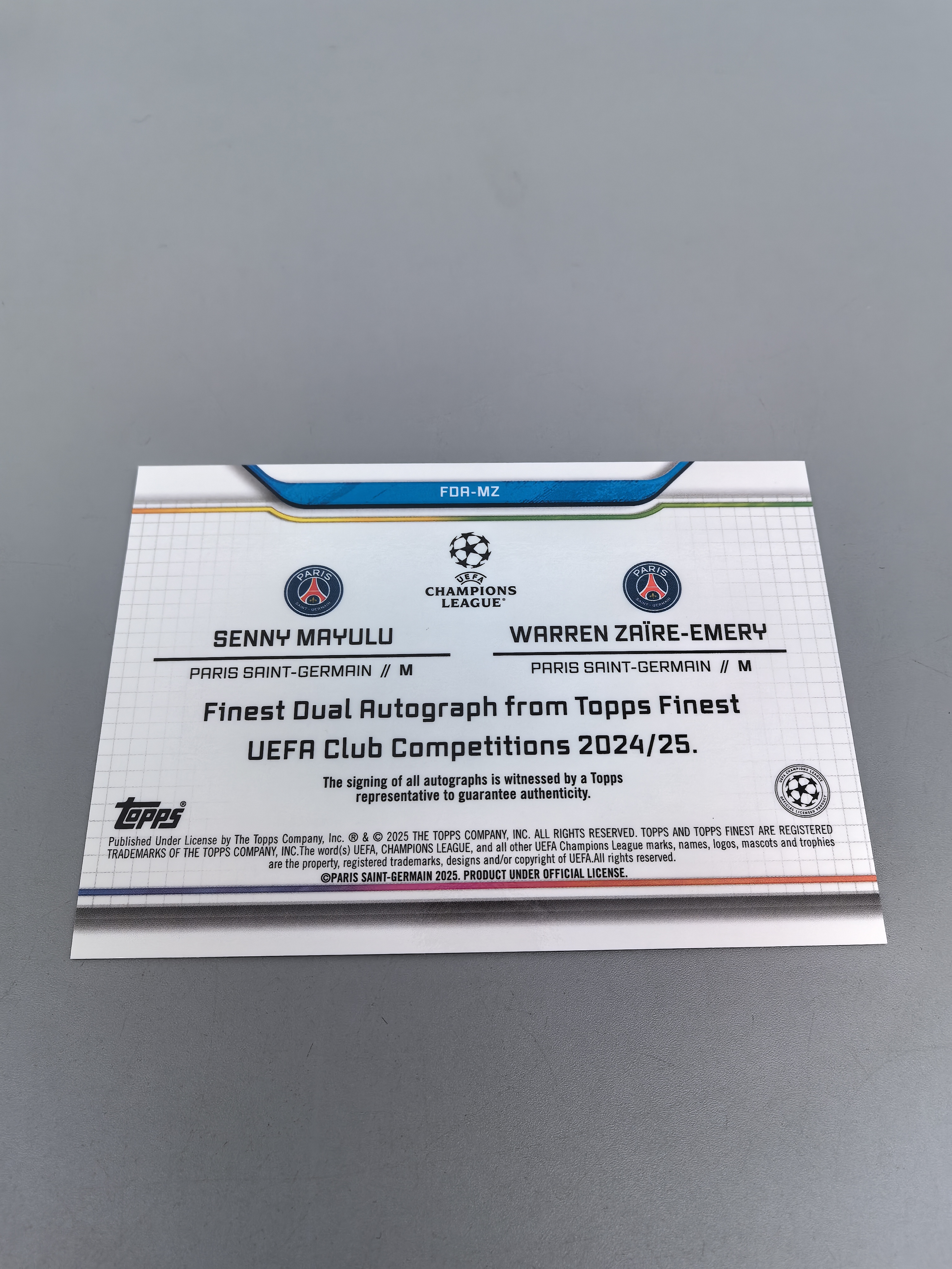【拆吧代拍】2024-25 Topps Finest Emery Mayulu 马尤卢 埃梅里 双签 签字 欧冠 巴黎圣日尔曼 巴黎 法国 新秀 RC 投资必备 阿顺1205