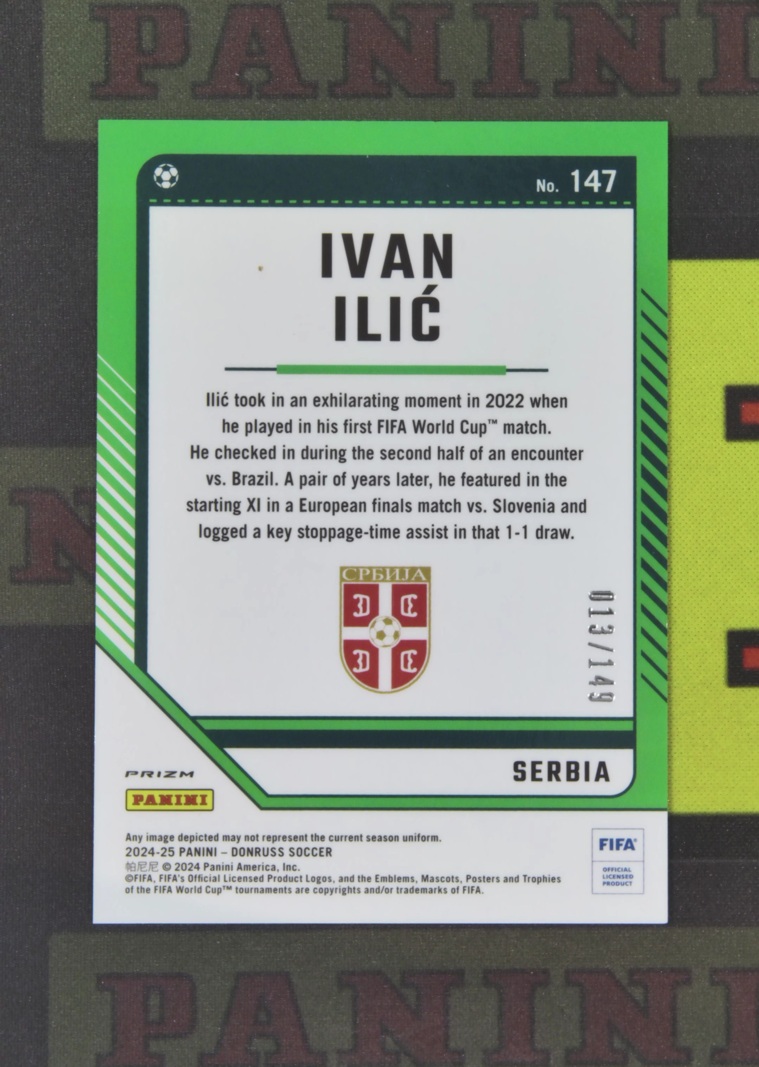 2024-25 Panini Optic Ivan Ilic Nirvana Project 伊万 伊利奇 塞尔维亚 013/149 蓝折 折射 OP 卡品如图 收藏必备 SXY1