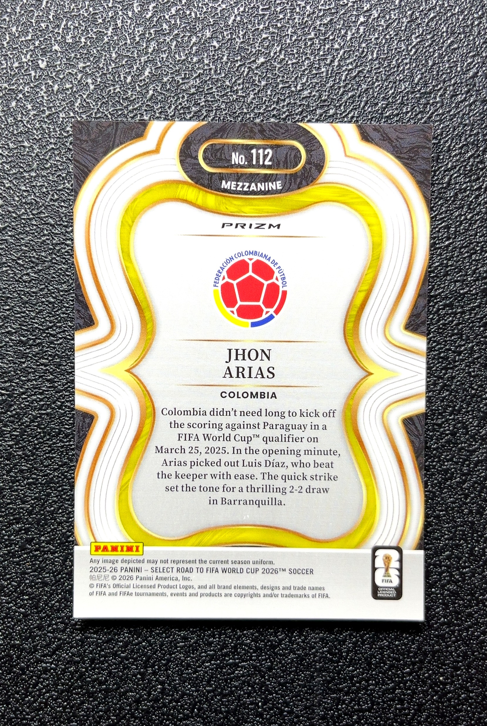 【岛屿拍卖】2025 Panini Select Road to FIFA World Cup 2026 通往 年世界杯之路 Jhon Arias 约翰·阿里亚斯 粉碎冰折 折射 0005#300