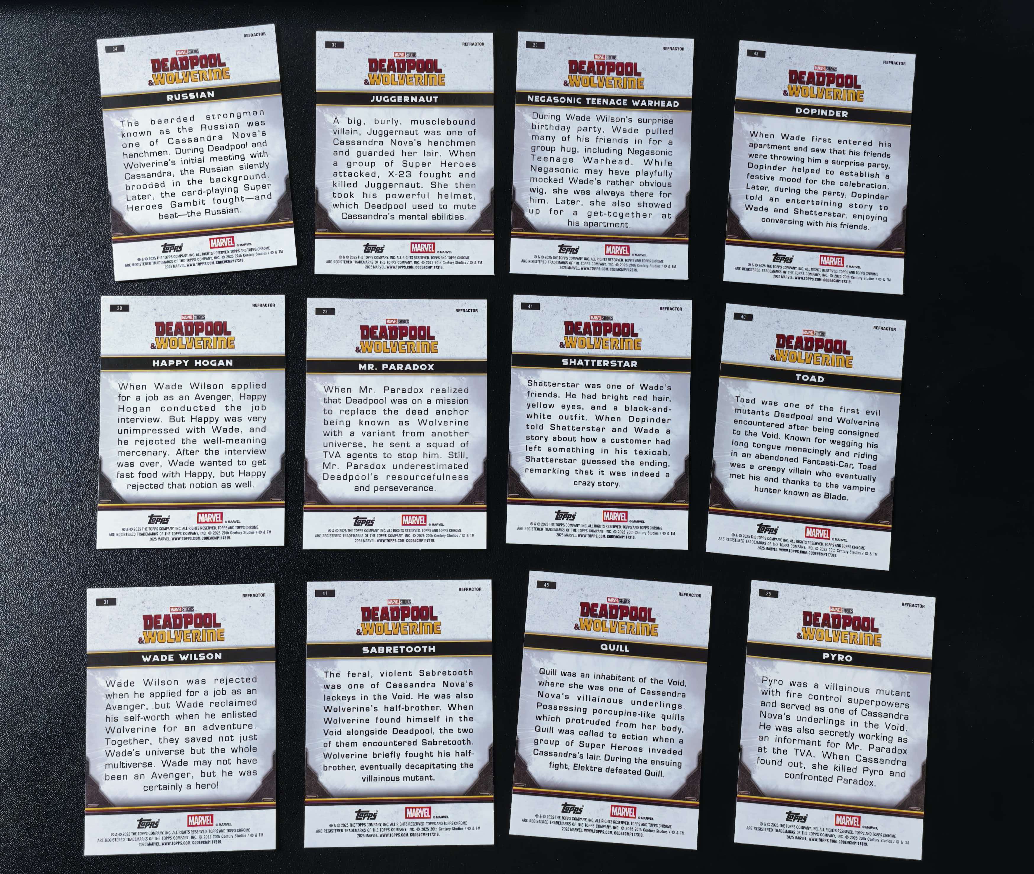 2025 Topps Chrome Marvel Deadpool 漫威 死侍与金刚狼 银折 12张打包出 卡品如图 拍前看描述 只合并当天 不累计