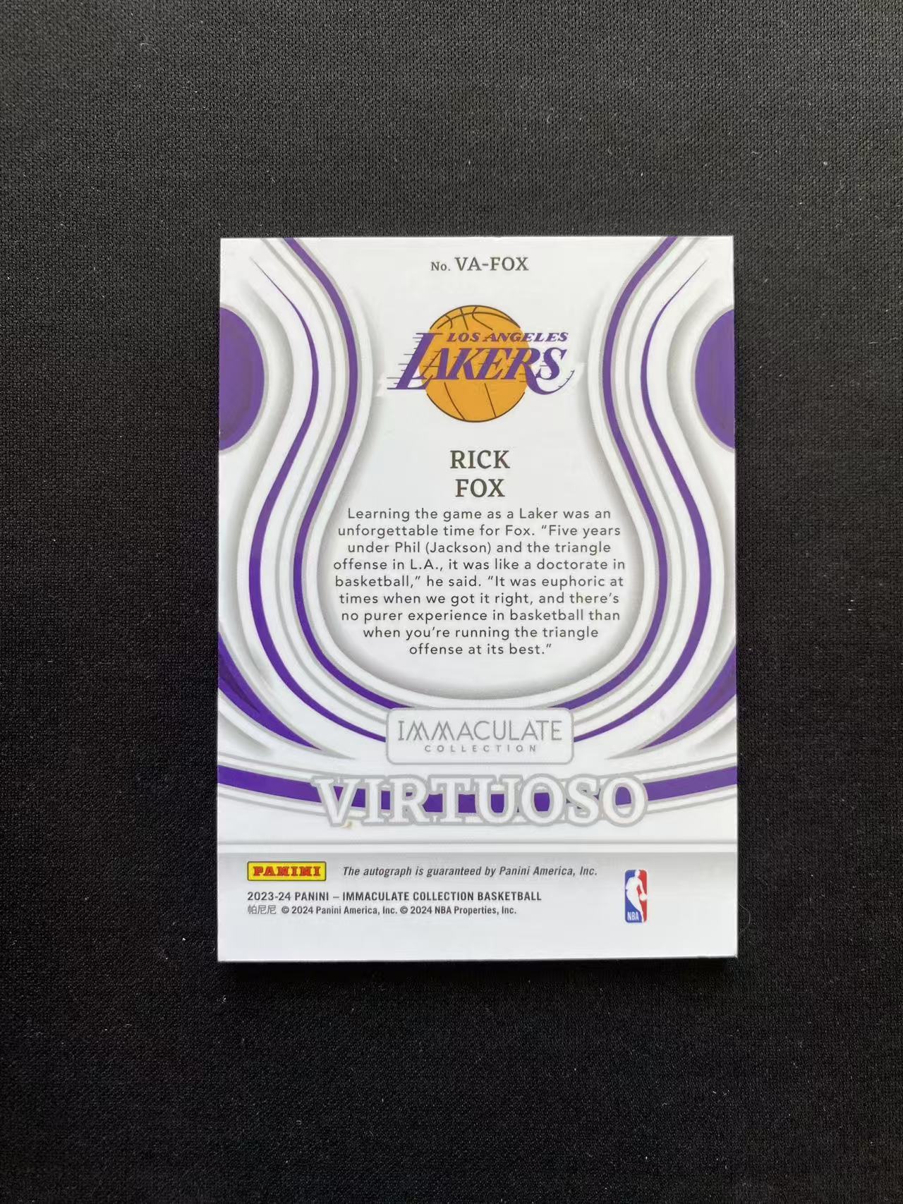 2023-24 panini immaculate rick fox 湖人 里克 福克斯 签字 卡签 virtuoso 99编【king#48】瑕疵如图