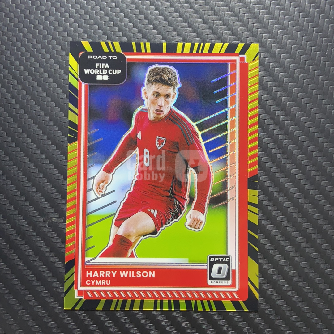 【四喜代拍】2025-26 panini Donruss  世界杯杜蕾斯 Harry Wilson 哈里 威尔逊 O版 59/75编 原子折 黑金折 威尔士 卡品如图（夜雨捉花）