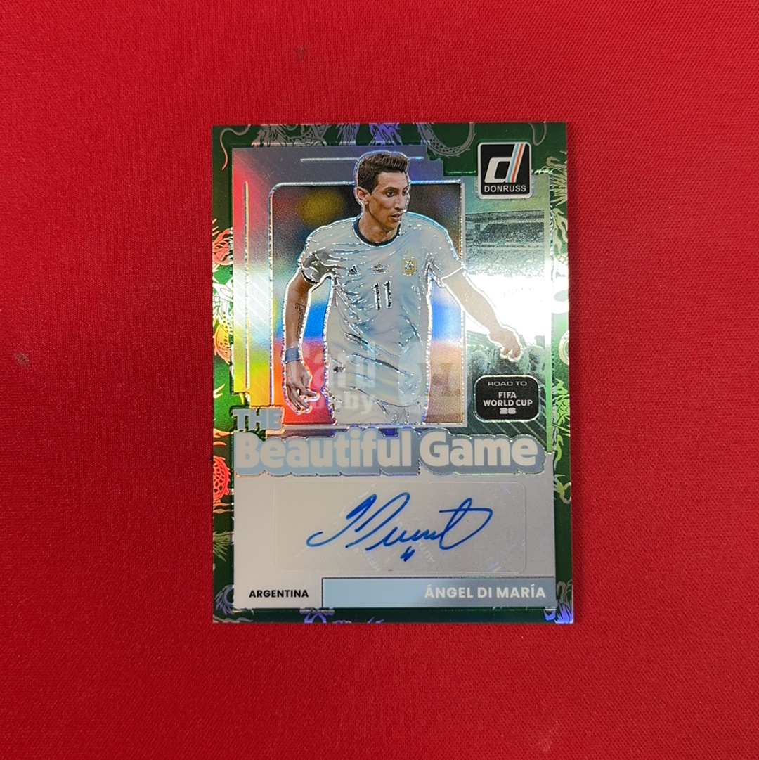 【四喜代拍】2025-26 Panini Donruss 世界杯 杜蕾斯 Angel Di Maria 迪马利亚 天使 阿根廷 47/99编 签字 美丽比赛签 绿龙鱗折 卡品如图（polo）