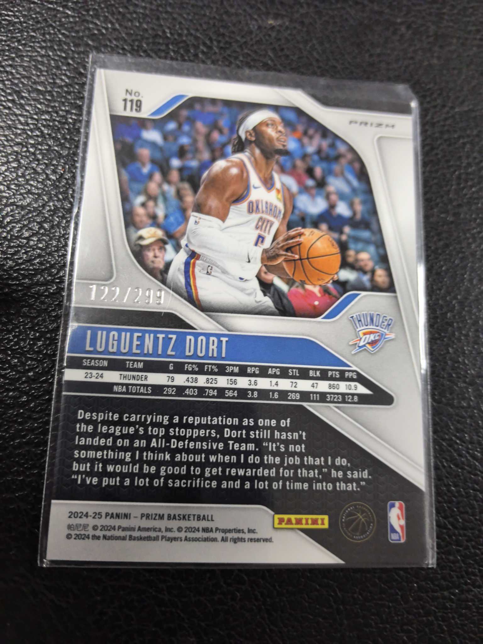 2024-25 多尔特 红折 雷霆 299编 prizm 10-8