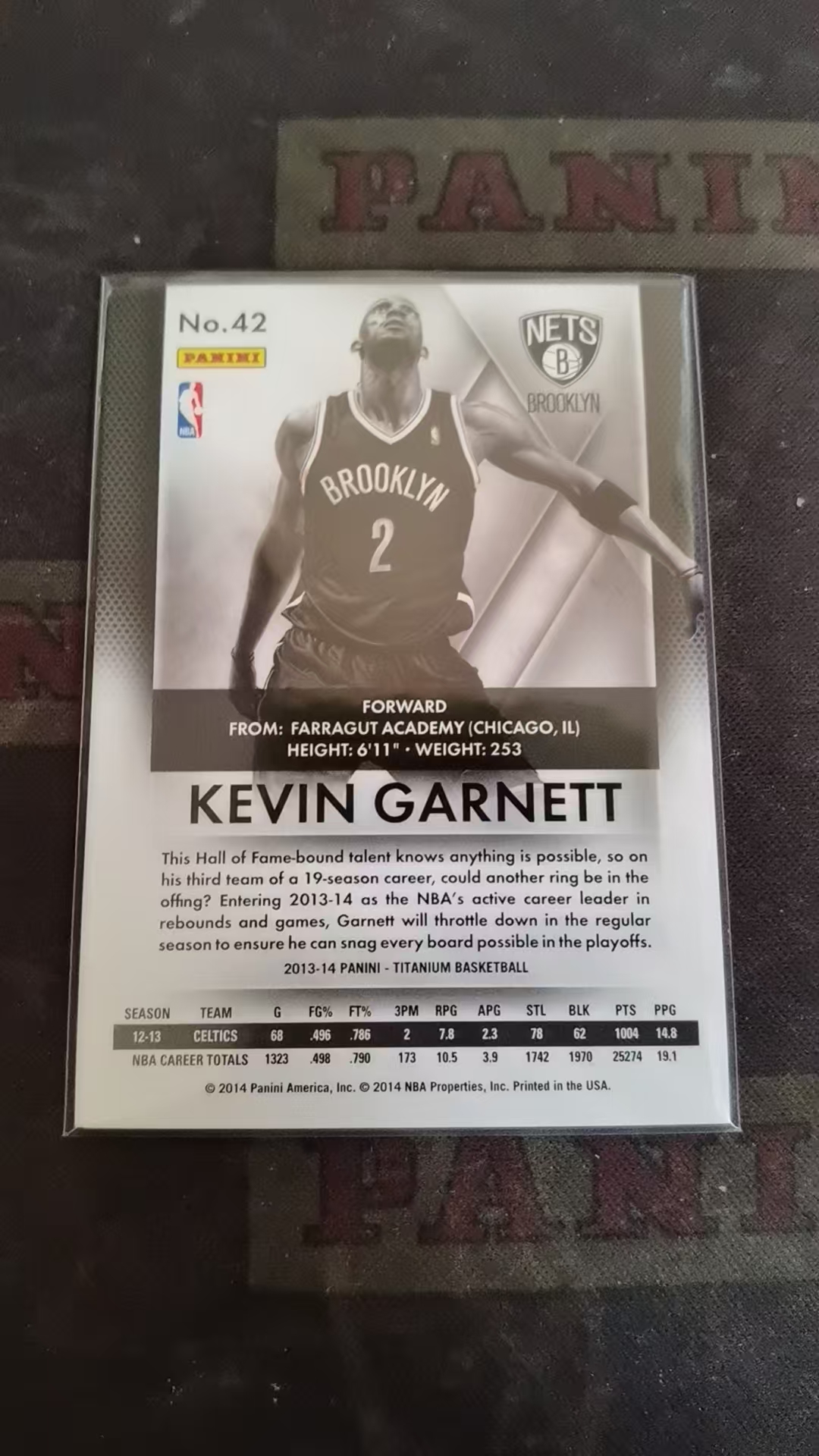 【DLDL拍卖】2013-14 PANINI-TITANIUM BASKETBALL KEVIN GARNETT 凯文・加内特【卡边角表面见图】