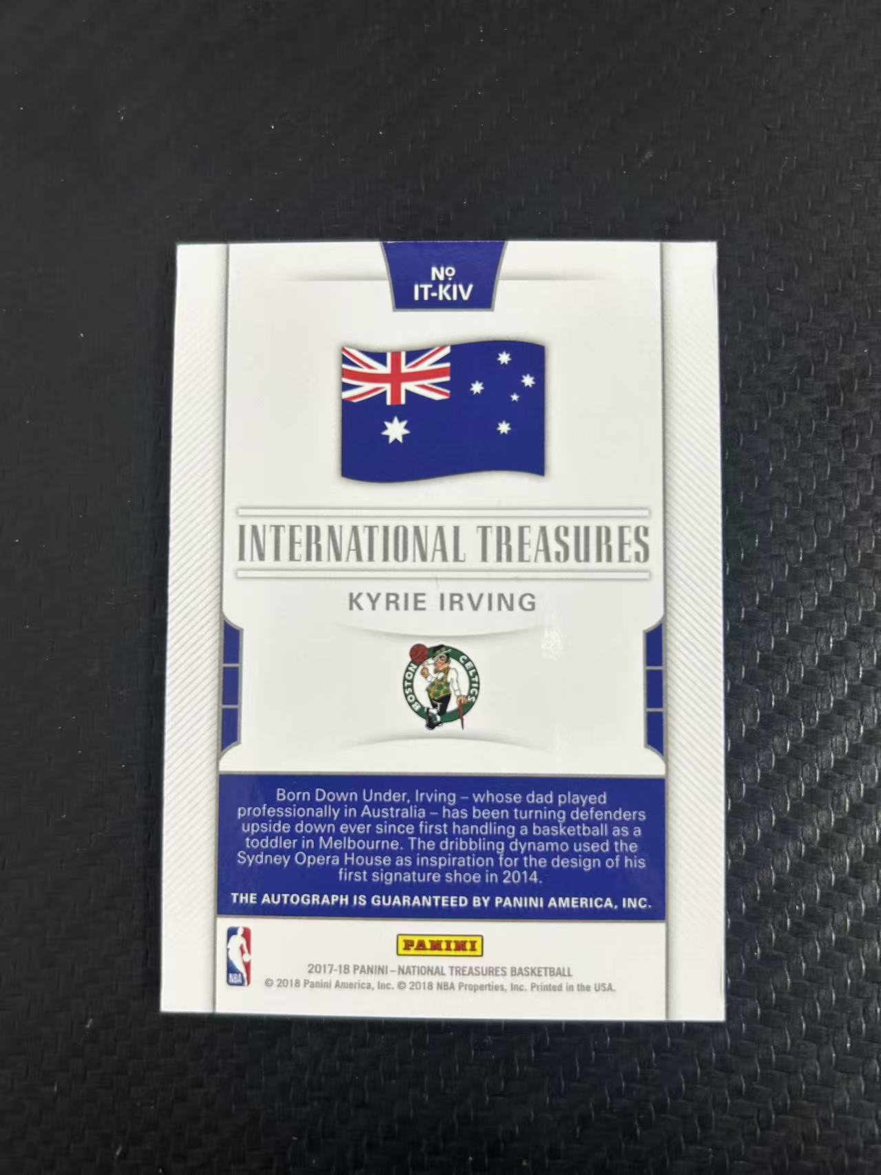 2017-18 Panini National Treasures Kyrie Irving 【灯灯拍卡】 国宝 凯尔特人 欧神仙 凯里欧文 签字 卡签 国旗签 16/35编 低编 收藏必备【麦浪风】