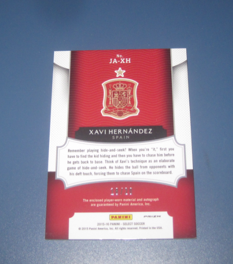 2015-16 Panini Select XAVI 【hurrylin拍卖】 帕尼尼 SELECT 元年 球星卡 球衣卡 签字卡 折射 限量 18/20编 西班牙 哈维 有极微小瑕疵 品相如图