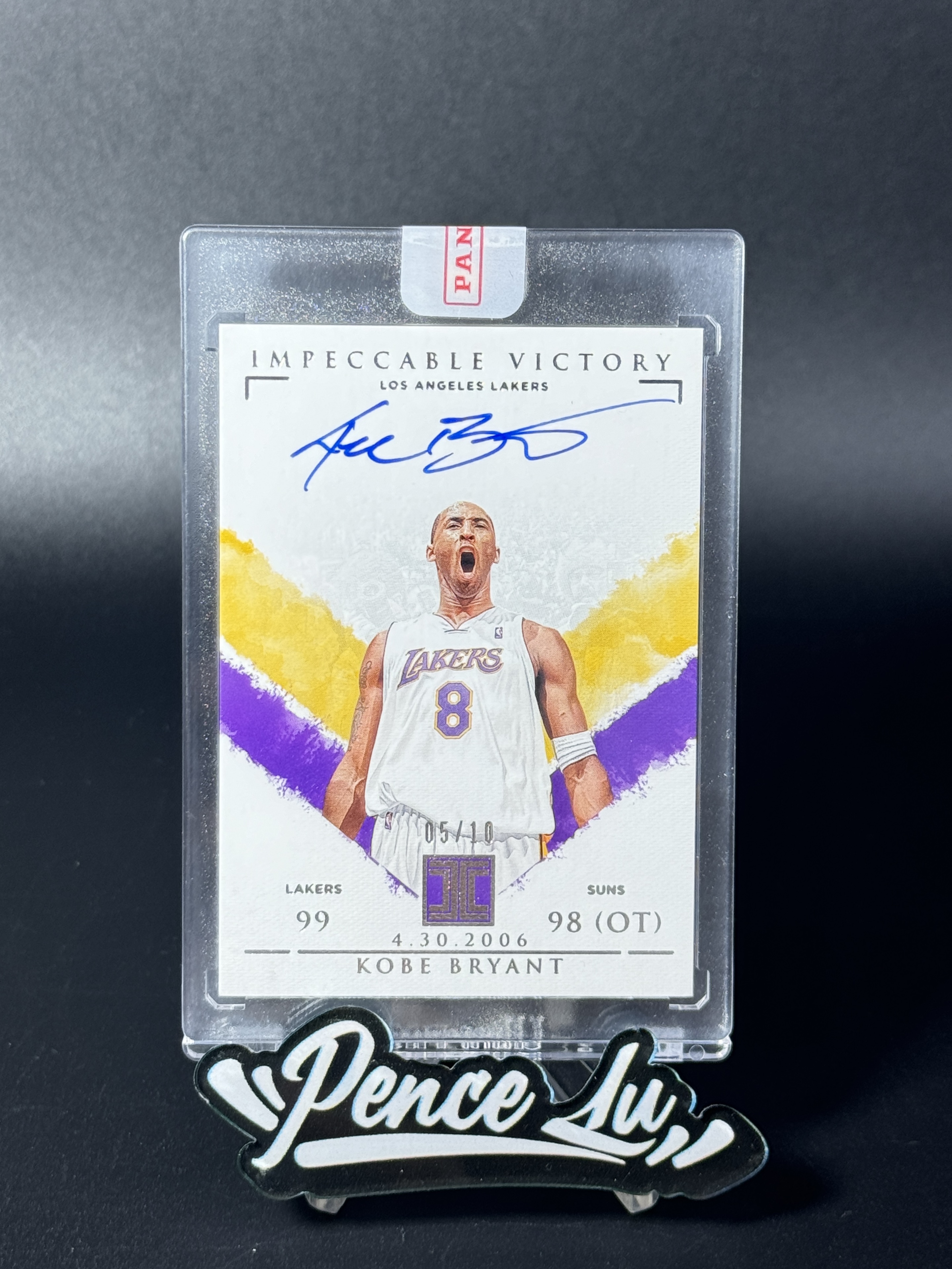 【喷子拍卖】2019-20 panini impeccable Kobe Bryant 小真金白银 洛杉矶湖人 科比 布莱恩特 胜利 签字 10编 卡签 ssp 超帅庆祝选图 最经典加时双绝杀太阳胜利场次 大hit卡 绝笔！原封砖 SSS