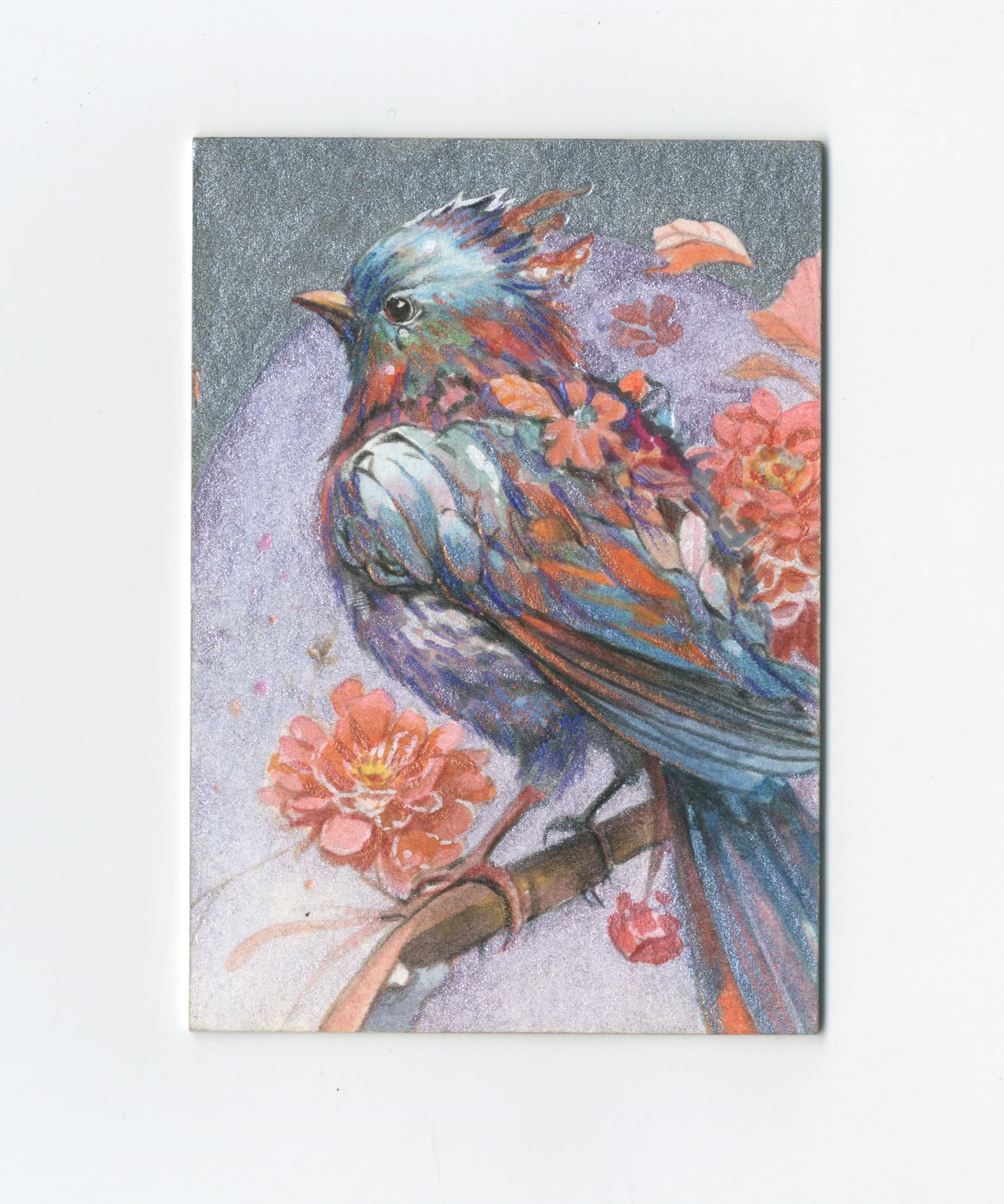 【Jackie杰基拍卖】热火工作室 霓虹系列 鸟 手绘卡 1/1 画师:月下(灯塔)