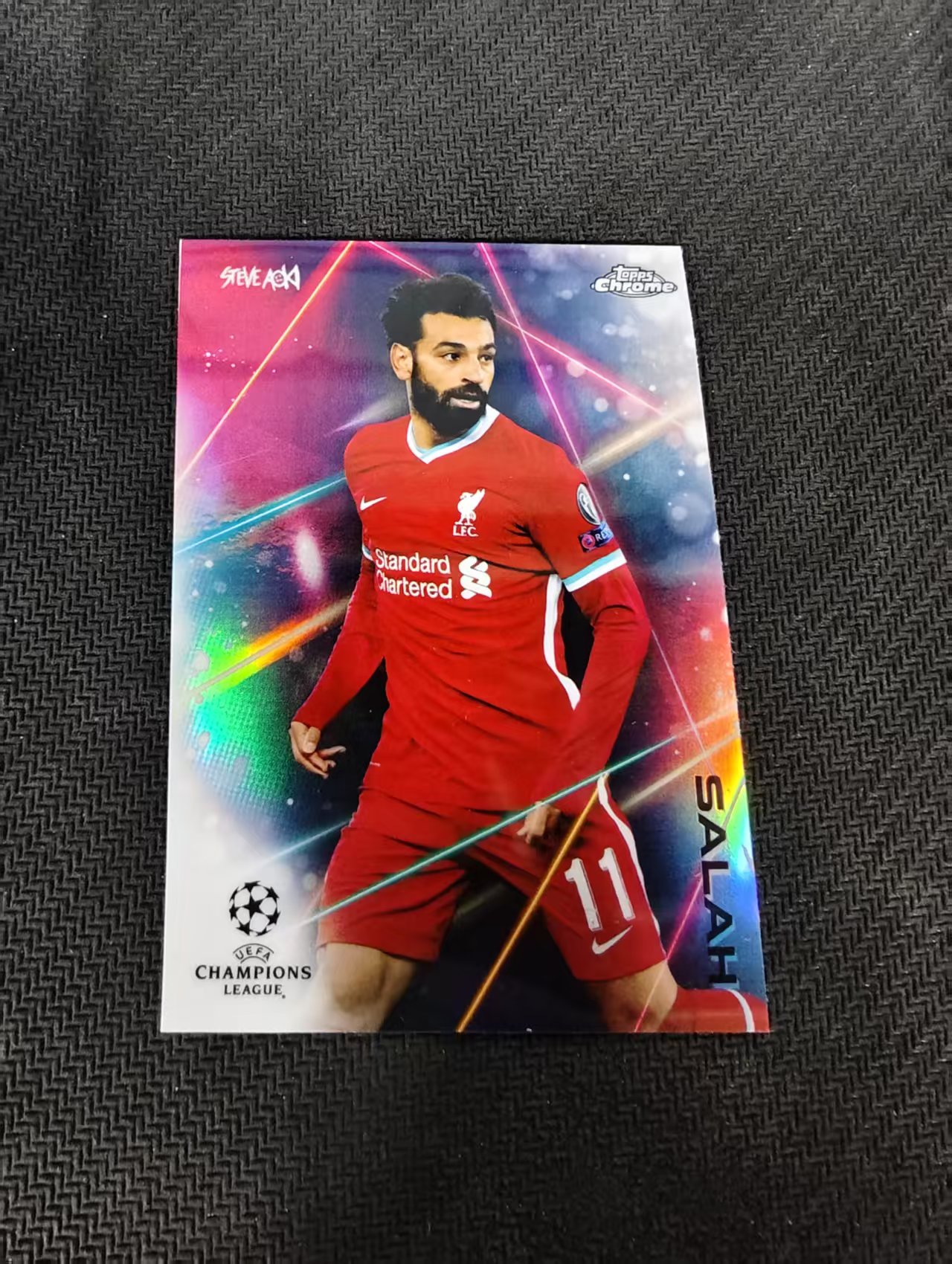 【可合并,不累计】2021 Topps Chrome Mohamed Salah 萨拉赫 利物浦 欧冠 银折 划痕 边角瑕疵