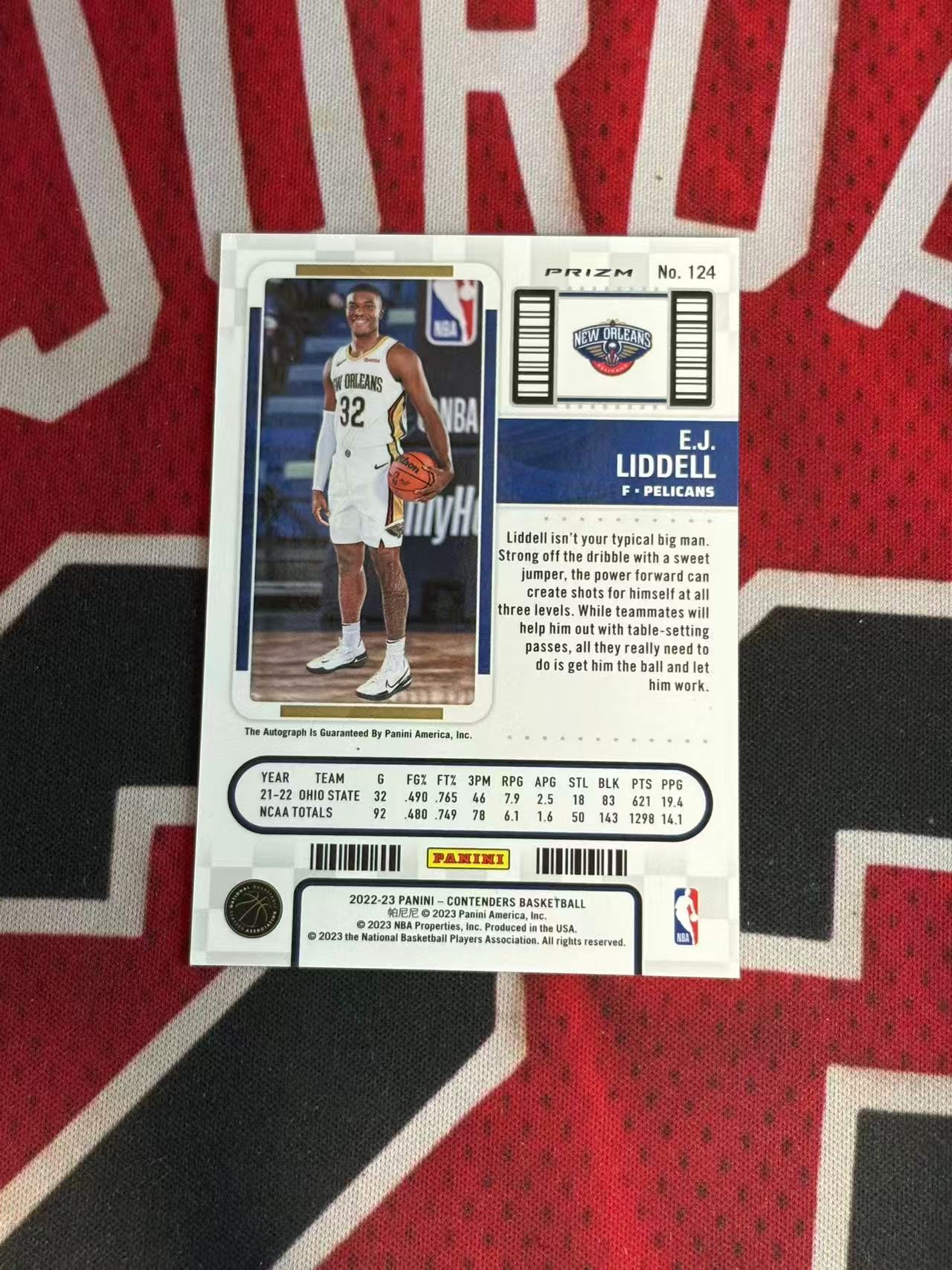 2022-23 PANINI CONTENDERS EJ LIDDELL 球票系列 鹈鹕 新秀RC EJ利德尔 签字卡 卡签 正新秀球票 银折 折射【烂臭嘴拍卖】