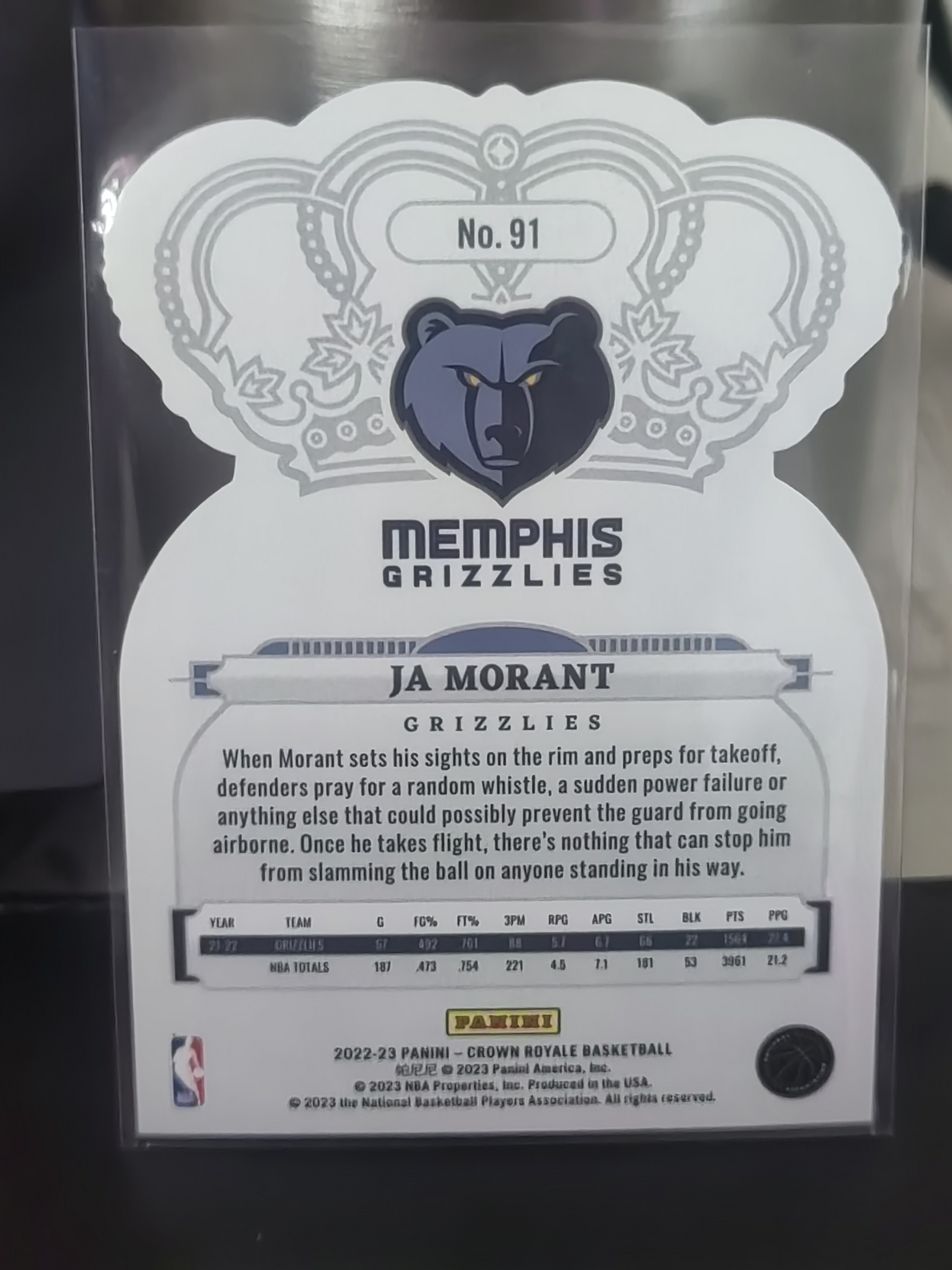 2022-23 Panini Crown Royale Ja Morant 皇冠 异形 莫兰特 灰熊 篮 白边白角 不保卡品 卡品如图