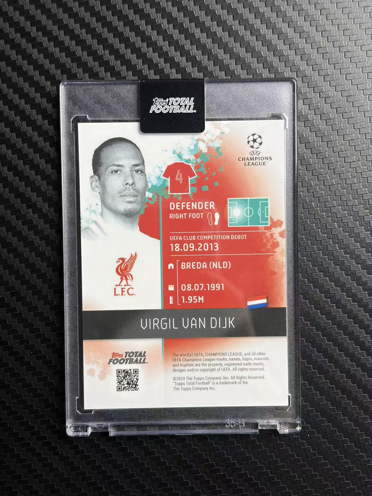 2024 Topps Total Football Virgil van Dijk 利物浦 荷兰 范戴克 爆金 1/1编 金折 原封砖 卡品如图 拍前看描述